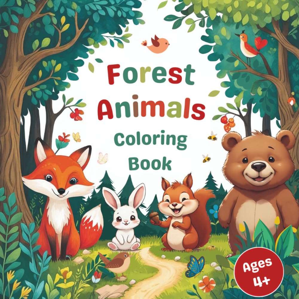 Forest Animals Coloring Book: Features 50 Beautiful Coloring Pages