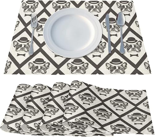 Miniatura 2 de Juego de 4 manteles individuales adorables para decoración de perro, lavables, impermeables, para fiestas, hogar, comedor, decoración de mesa de 18