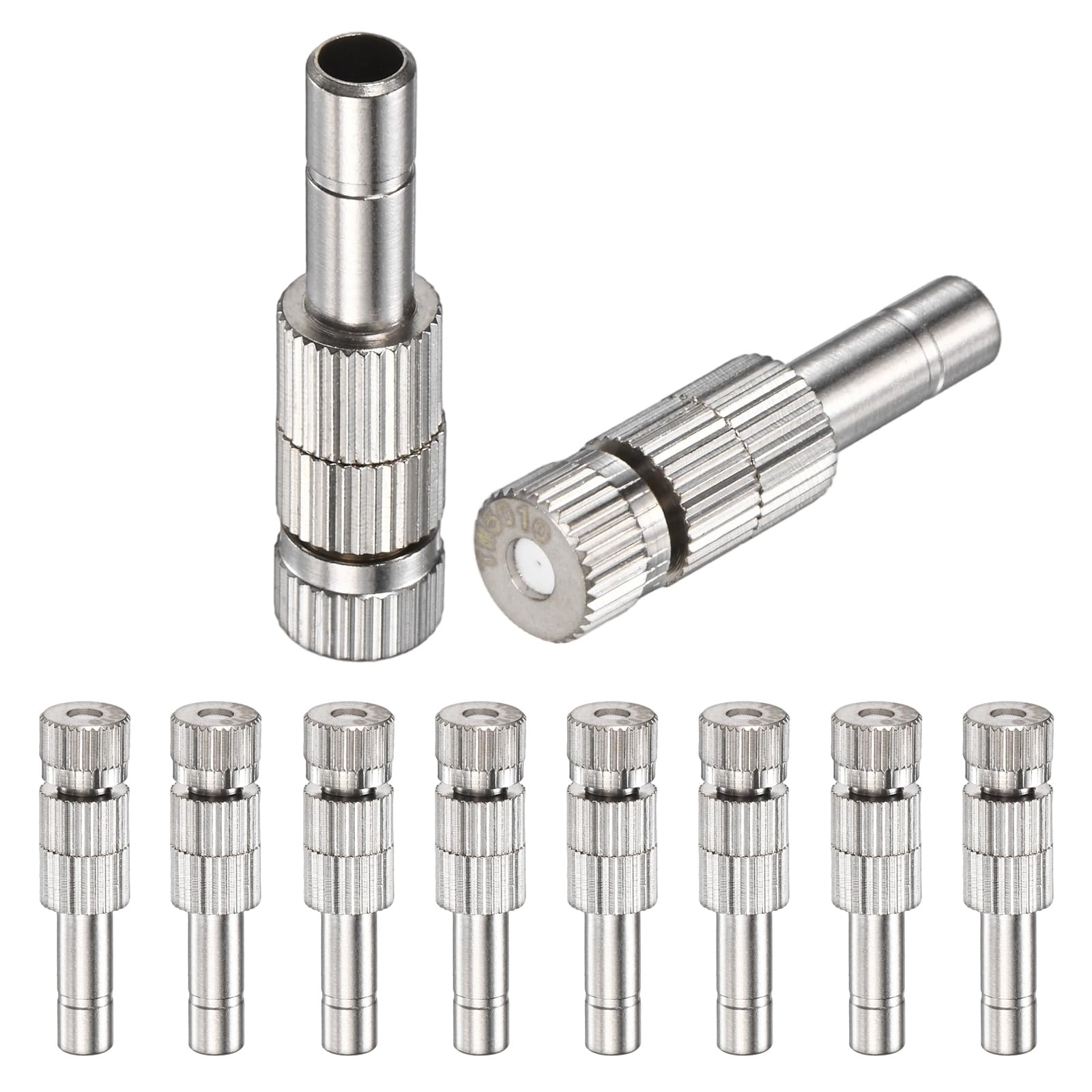 M METERXITY 10-Pack Brass Misting Nozzles, 0.02"/0.5mm Orifice Mister Replacement Heads with Filter Mesh for Cooling System/Landscaping/Humidification, 6mm Low-Pressure Fog Sprayer Nozzle
