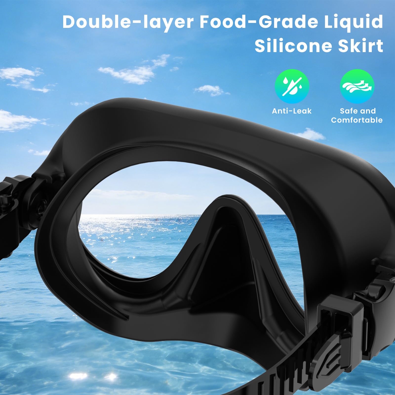 Equipo de esnórquel para adultos, juego de máscara de buceo con parte superior seca, gafas de natación para adultos con cubierta para la nariz