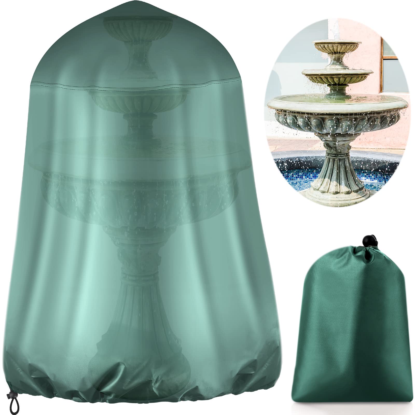Housse de fontaine de jardin imperméable bâche protection hiver 91x106cm