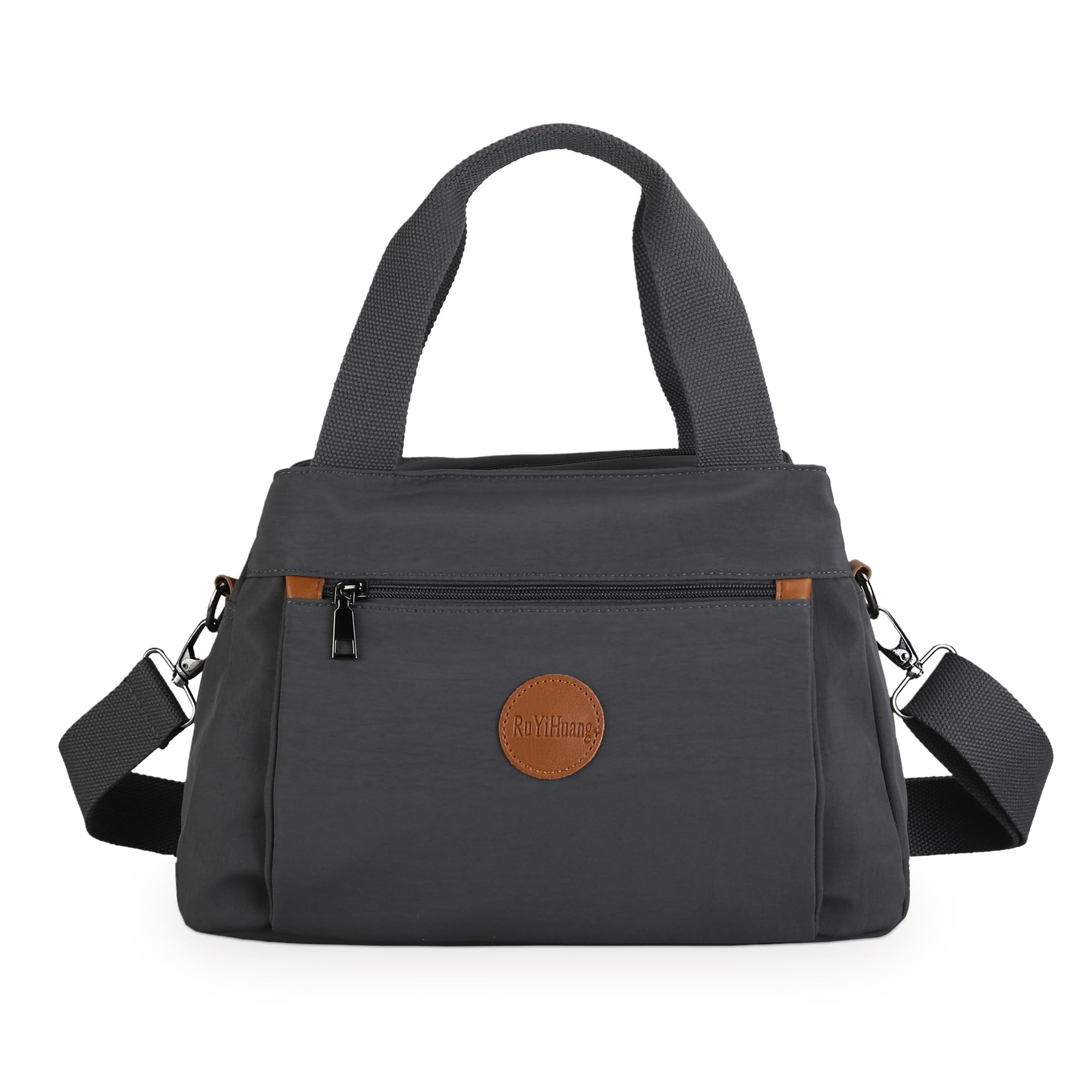DIRRONA Borsa A Tracolla Donna - Borsa A Mano Multitasche Grande, Con Cinghia Regolabile E Manico Superiore, In Nylon Lavabile, Per Scuola, Lavoro E Viaggio - Borsa Moda Donna Grigio freddo