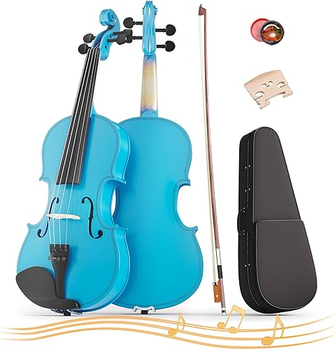 Miniatura 21 de 1/2 violín para niños de 7 a 9 años, violín de tamaño 1/2 para principiantes, estudiantes, violines acústicos de tamaño medio con estuche, arco