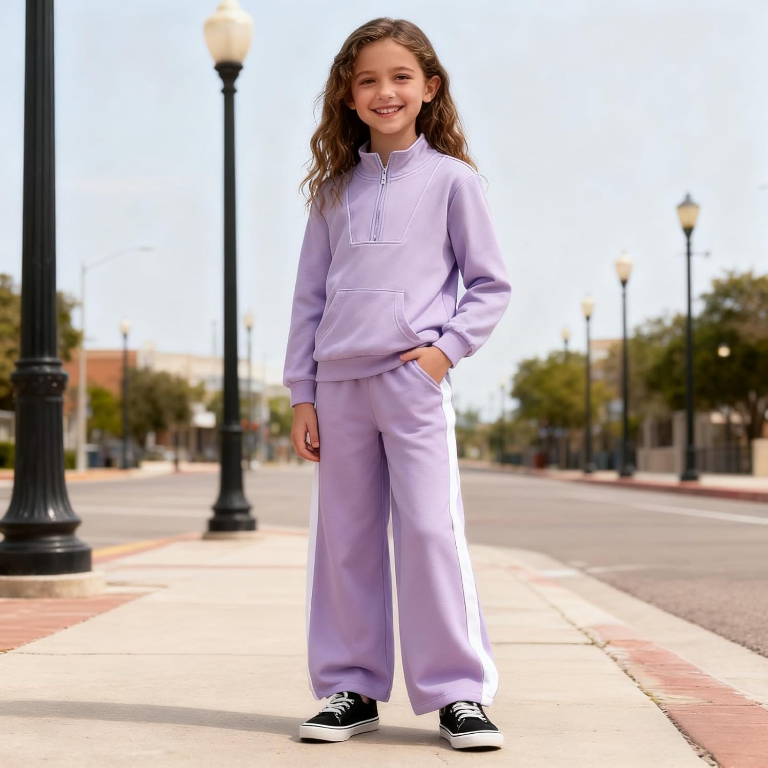 Girls Clothes 2 Piece Sweatsuit Set Half Zip Sweatshirt & Pants Fall Winter Outfits for Teen Tween Girls Size 7-14Y - Image 3