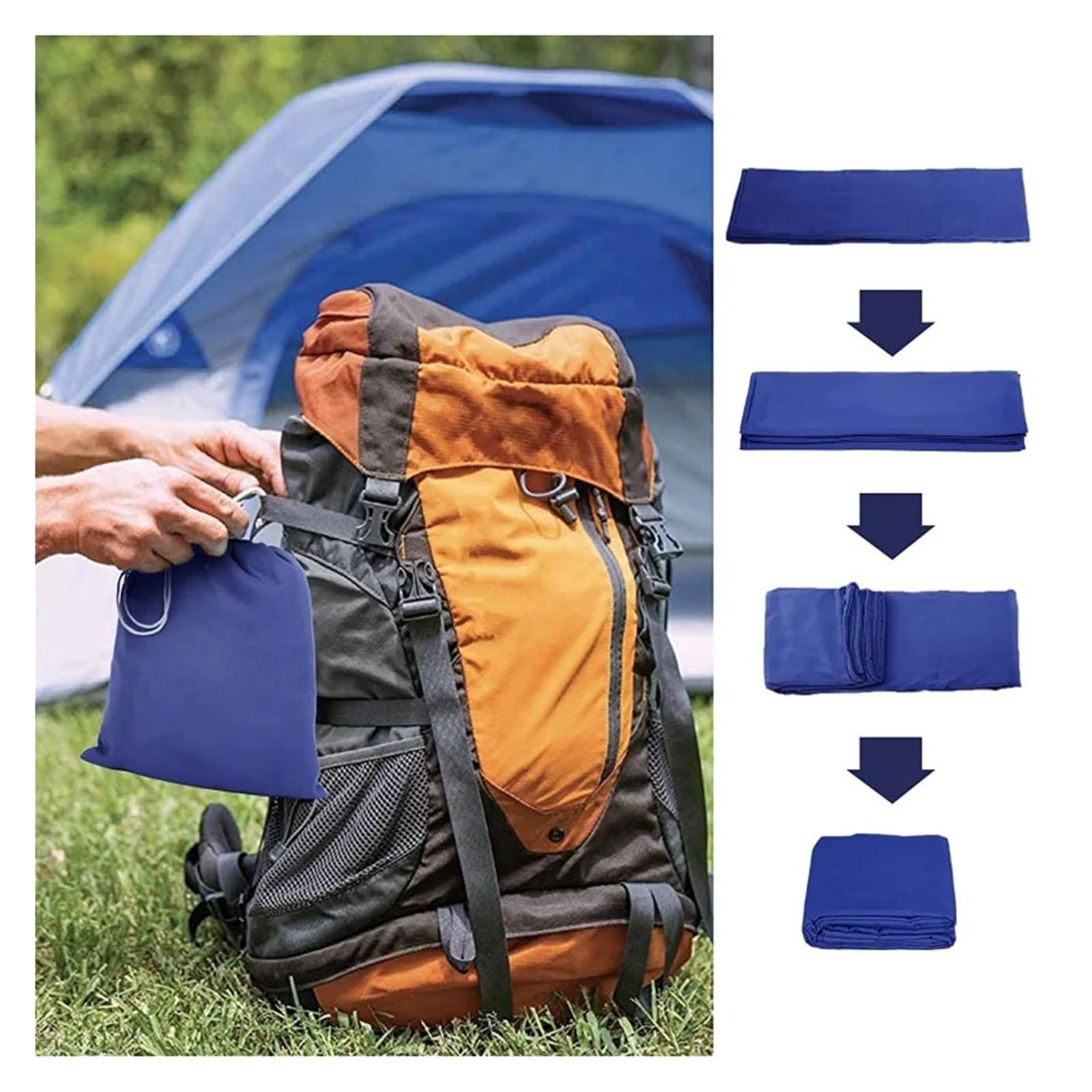 Fodera per Sacco a Pelo Sacco a Pelo Portatile Leggero in Cotone con Fodera for Sacco a Pelo da Viaggio con Fessura for Cuscino, Accessori for Zaino in Spalla e Campeggio(Deep Blue)
