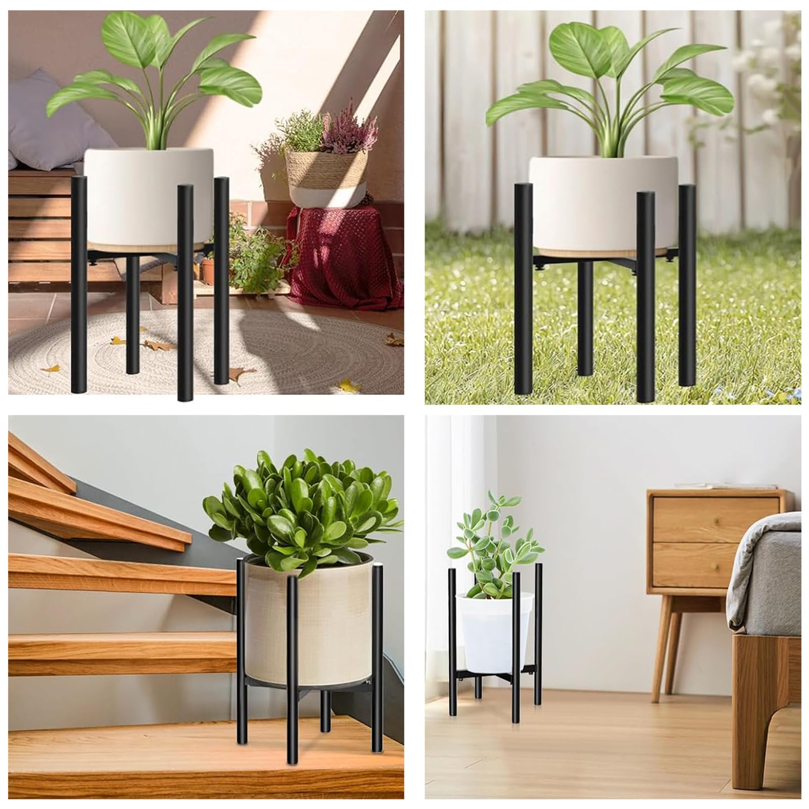 Stojak na Rośliny, Regulowany Stojak na Kwiaty, Czarny, 21-35 cm, do Małych Przestrzeni, Elegancki Uchwyt na Kwiaty, na Patio, Balkon