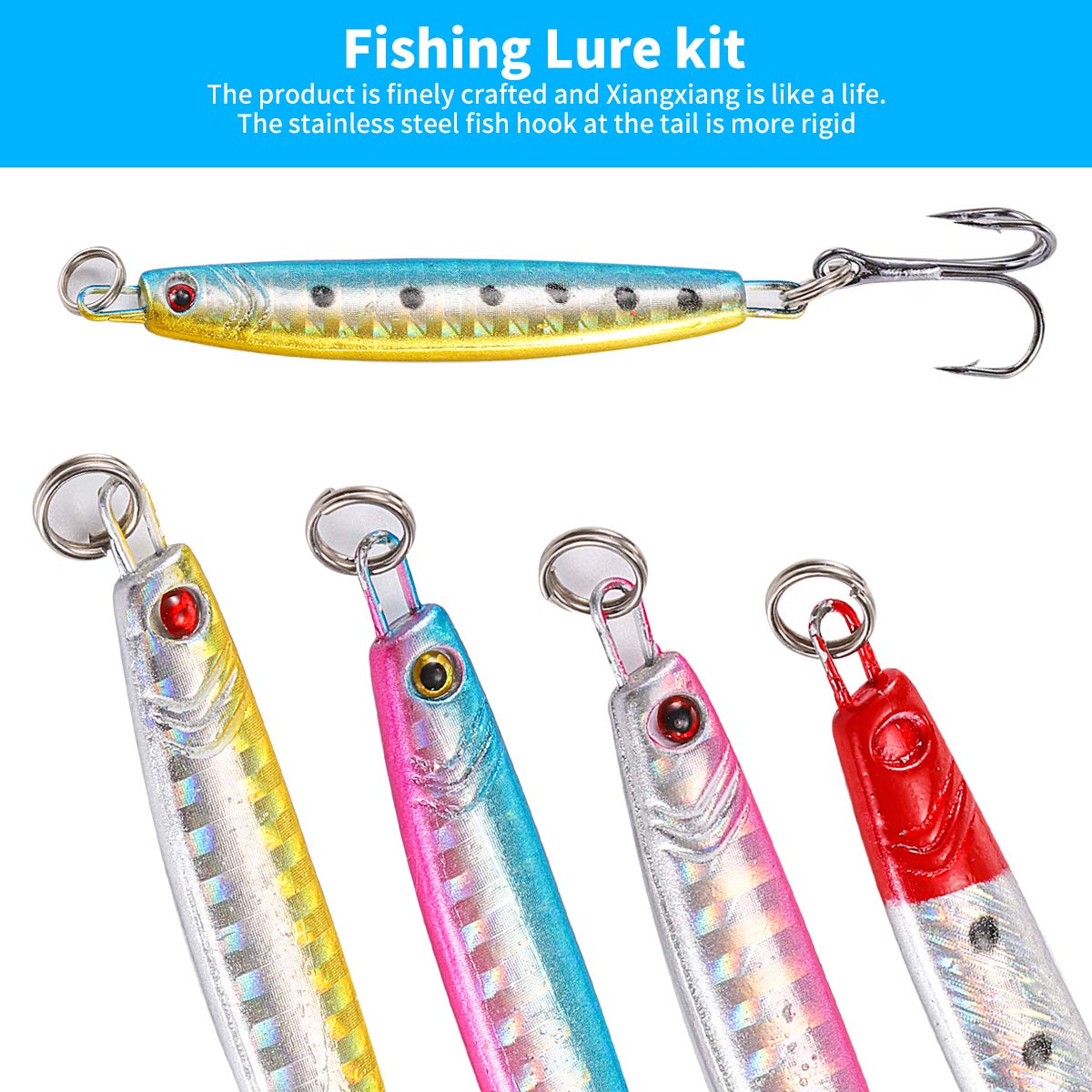 Esche da Pesca in Metallo Duro - Cucchiai Affondanti, Paillettes, Esca Artificiale per Basso - 12g, 5 Pezzi