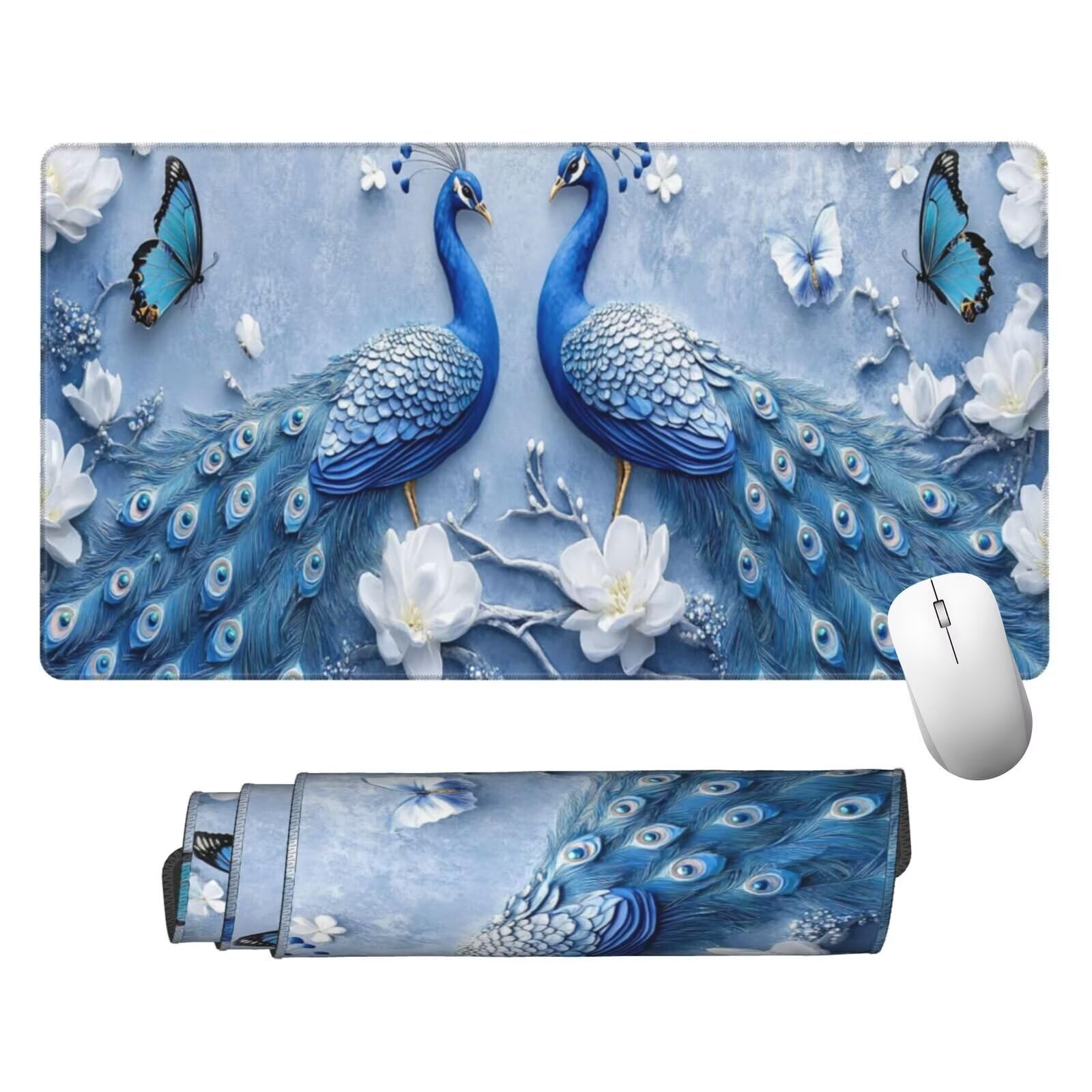 Podkładka pod mysz dla par XXL paw mata na biurko 1600 x 800 x 3 mm zmywalna podkładka do gier do laptopa, z antypoślizgową gumową podkładką dla graczy, PC, pracowników biurowych Y593