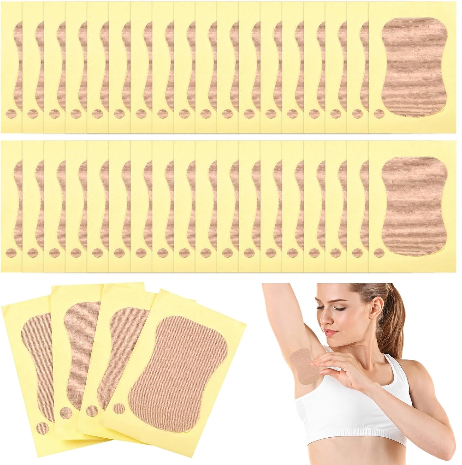 100-Pack Disposable Sweat Pads for Underarms & Feet, Cotton Moisture Absorbing Stickers for Daily Wear and Sports, 3 X 4.7 in