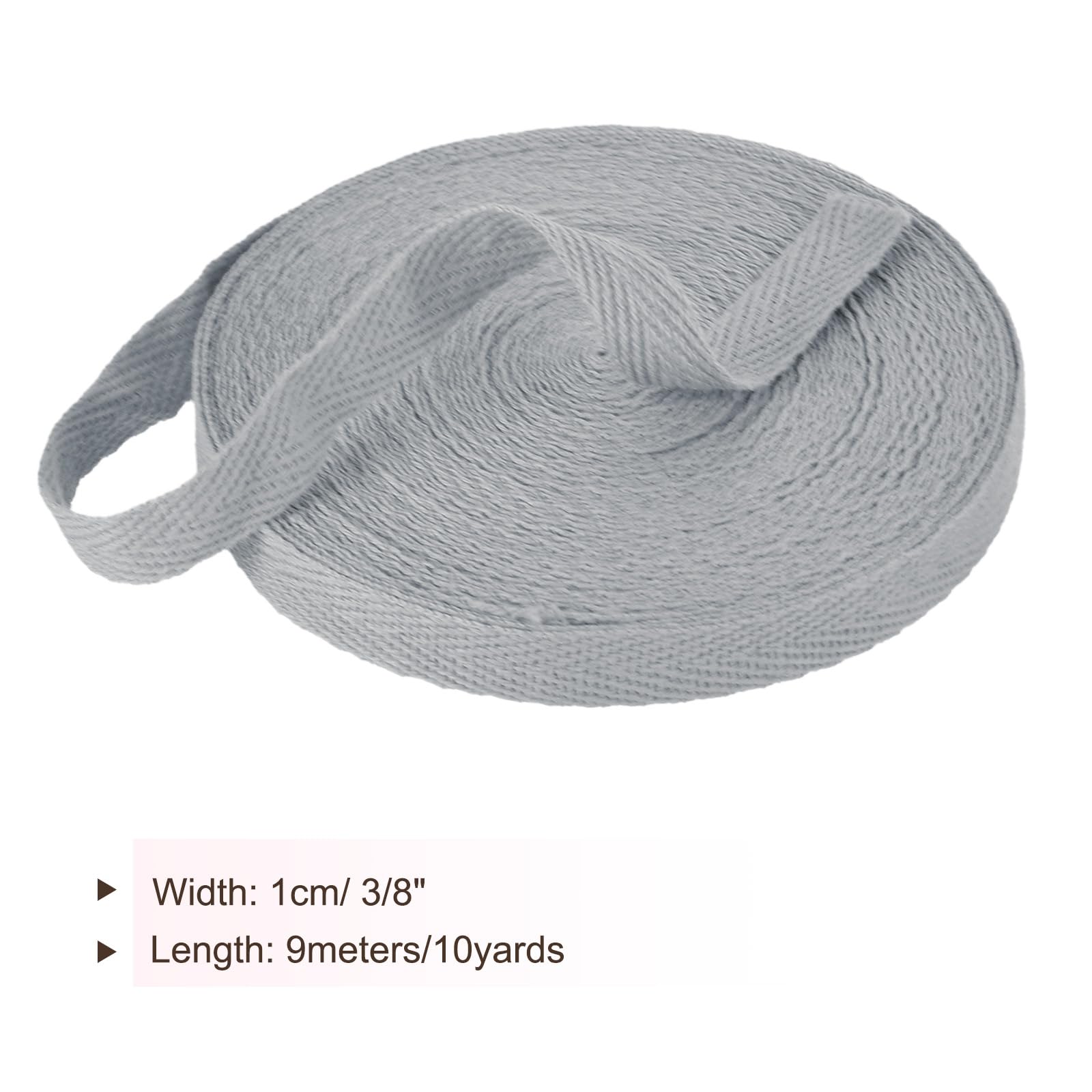PATIKIL Cotton Twill Tape 10mm(3/8 Inch) 10 Yards Cotton Ribbon Bias Binding Tapes Herringbone Webbing Trim for Sewing Gift Wrapping Craft DIY Pale Grey - Image 2