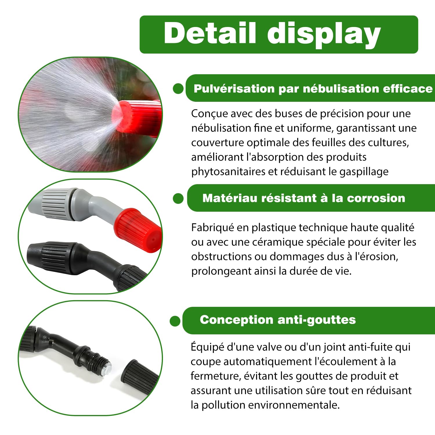 3 Plastique buses de pulvérisation, accessoires de pulvérisation d'irrigation de jardin,Accessoires De Remplacement De Pulvérisateur, pour l'arrosage et le nettoyage