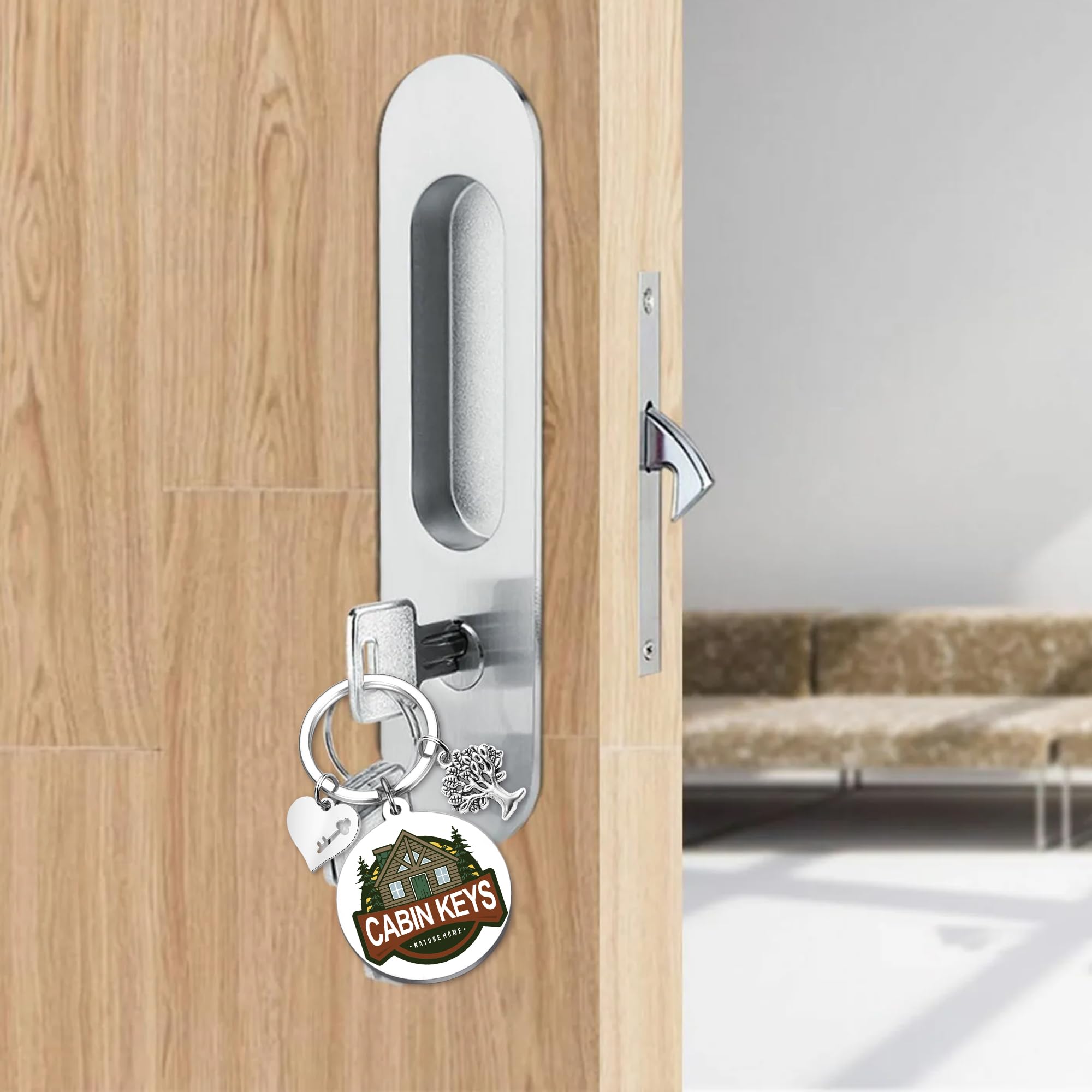 House Warming Gifts Cabin Keychain - Rustic House New Home Gift for Men Women, Homeowners Housewarming Cottage County Keychains Present for Family Son Daughter Friend