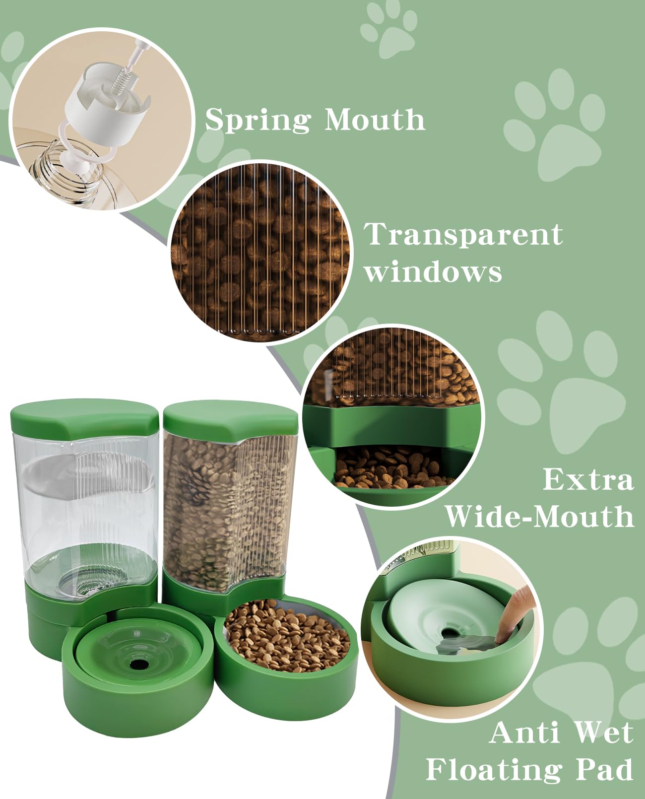 BNOSDM Automatic Pet Feeder and Water Dispenser Set 4L Gravity Cat Dog ...