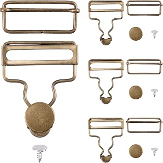 Healifty 4pcs Overall Buckles Retro Suspender Buckles Overall Clip Replacement for Trousers Cotton Jacket Jeans White