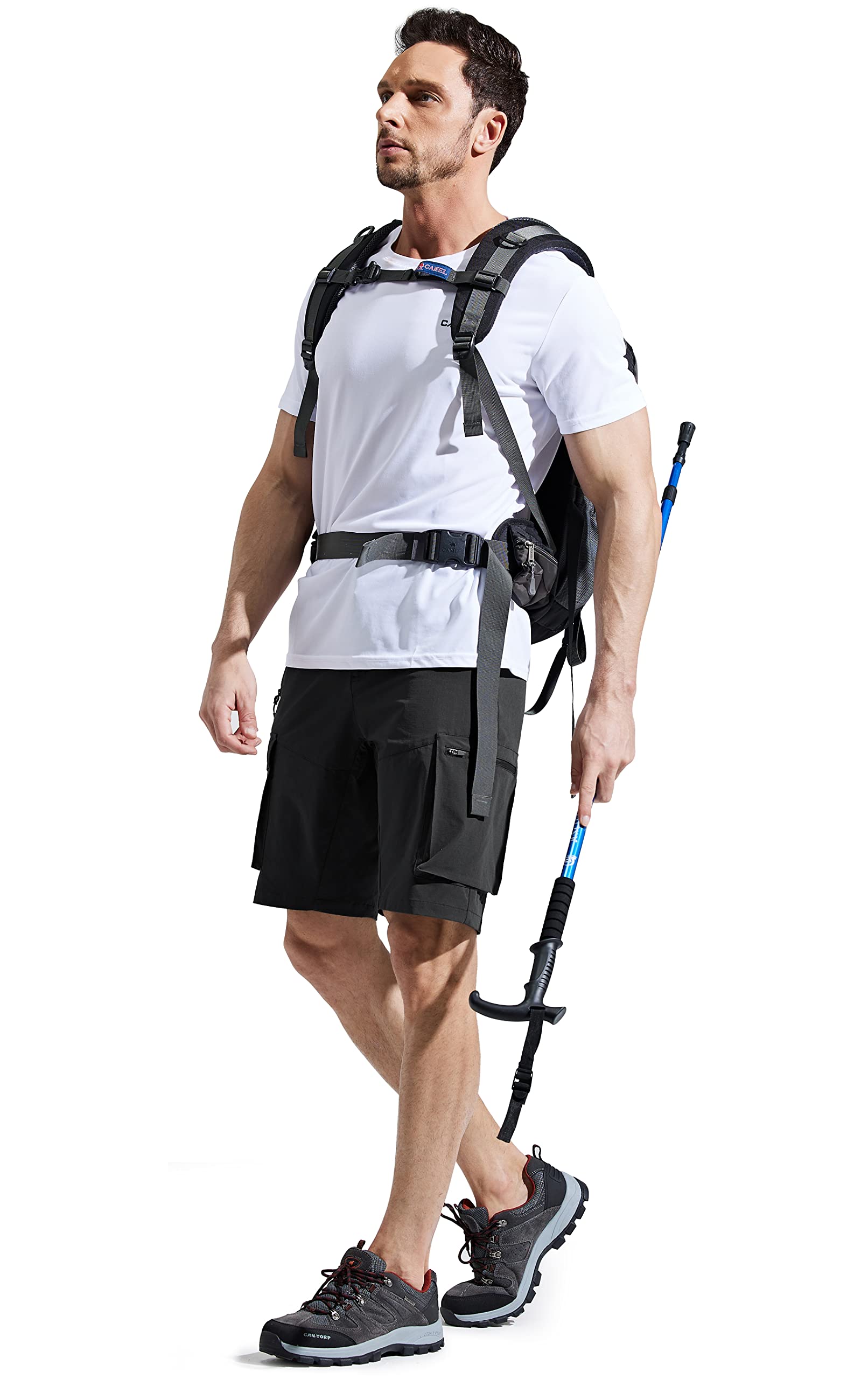 Comallan Pantaloni Corti Uomo Cargo Shorts Asciugatura Rapida da Trekking Montagna Bermuda con Cerniera Tasche