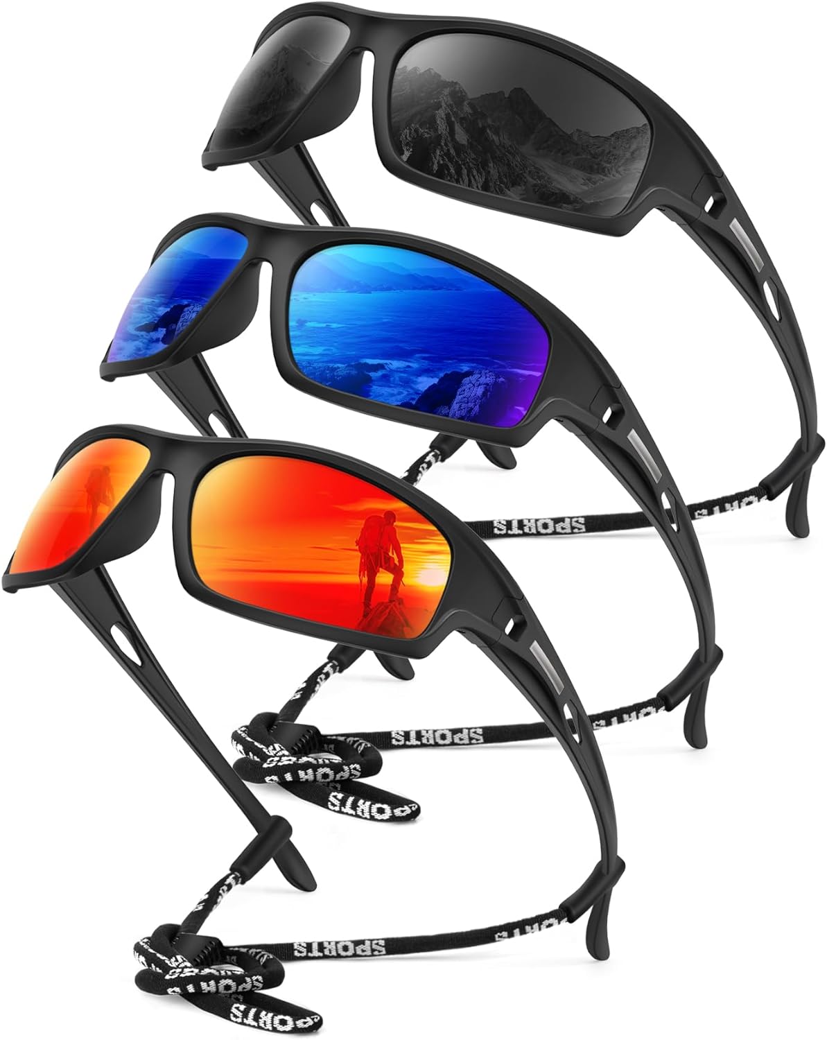 KALIYADI Polarized Sunglasses-Men Sports Sun-Glasses: Mens Sunglasses UV400 Protection for Running Fishing Golf