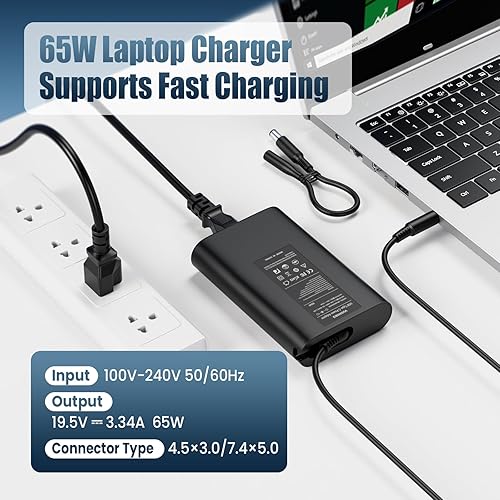 Miniatura 3 de Cargador para portátil de 65 W y 45 W compatible con Dell Inspiron 11, 13, 14, 15, 17, 3000, 5000, 7000, serie N5110, N5010, N7010, N4010, 14, 3421,
