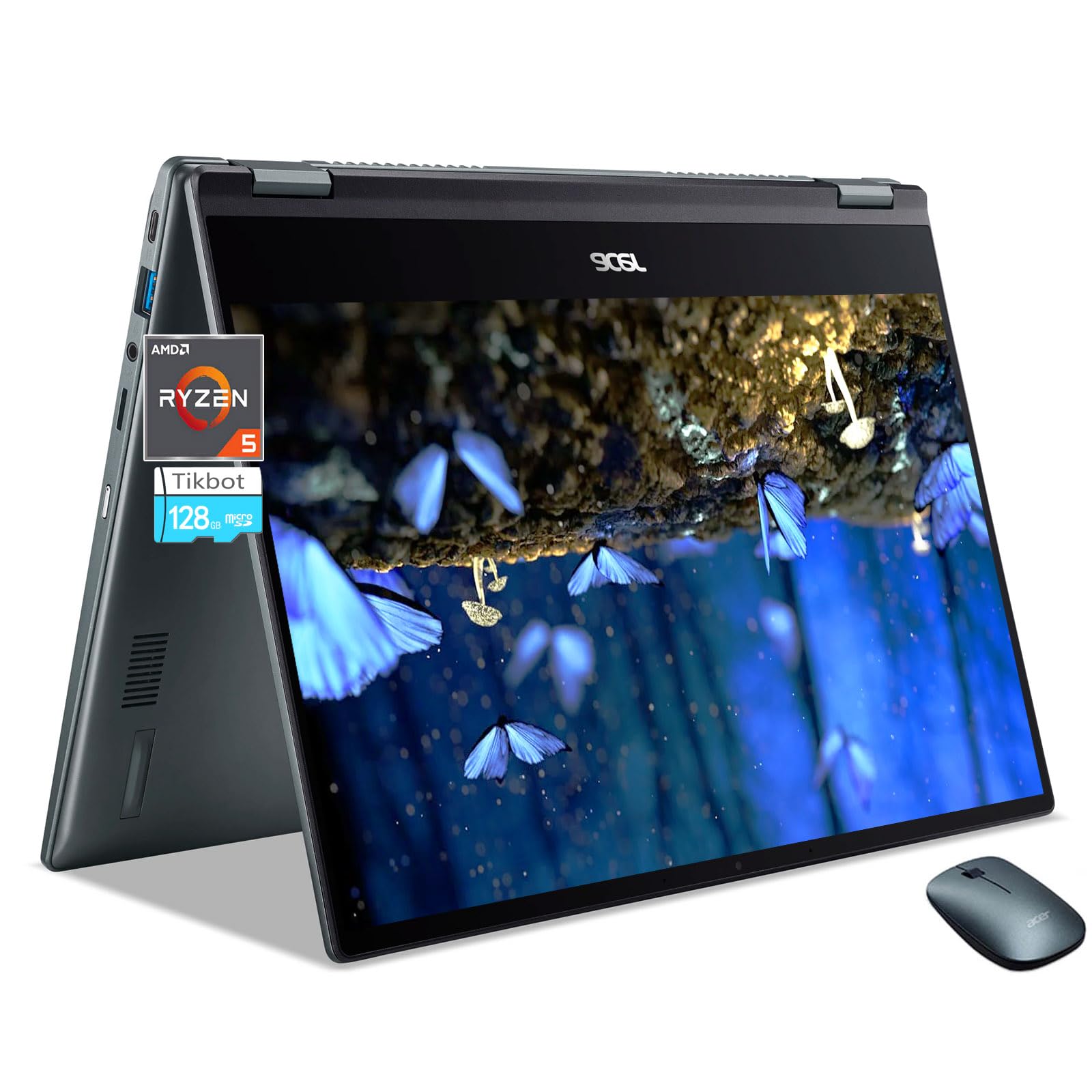 acer Chromebook Touchscreen Laptop 2 in 1 Tablet - 14inch FHD IPS Display - AMD Ryzen 5 3500C - Backlit Keyboard - USB C - Google Chrome Students School - Mini - 2024 (8GB RAM |128GB SSD+128G SD Card)