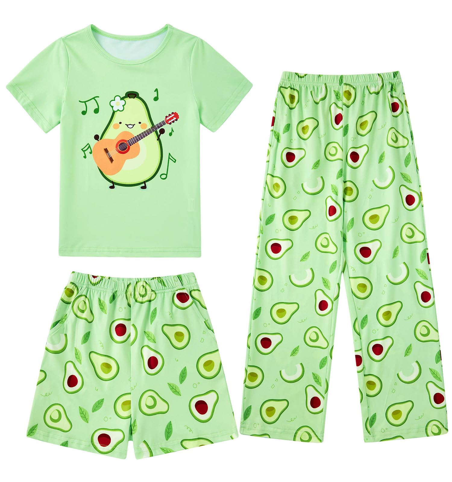 Fanient Pijamas Niñas Niños Conjuntos de Pijamas con Estampado Lindo Pijamas de Tres Piezas para niñas de 7 a 14 años