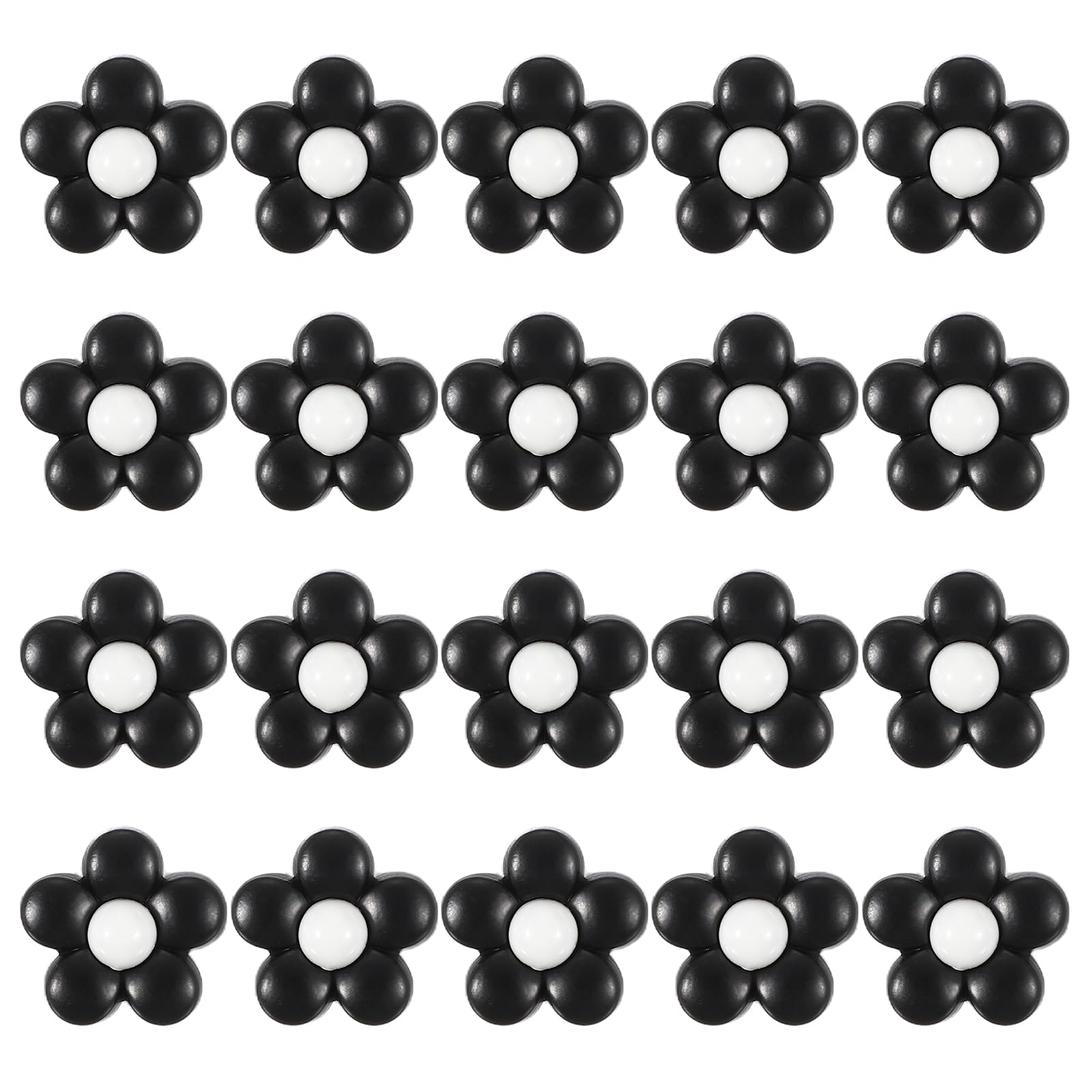 sourcing map 20Pcs Cute Flower Shank Buttons, 15mm Resin Flower Shank Sewing Buttons Decorative Sewing Fasteners for Clothing Shirts Skirts Dresses Blouse Decorations DIY Crafts, Black