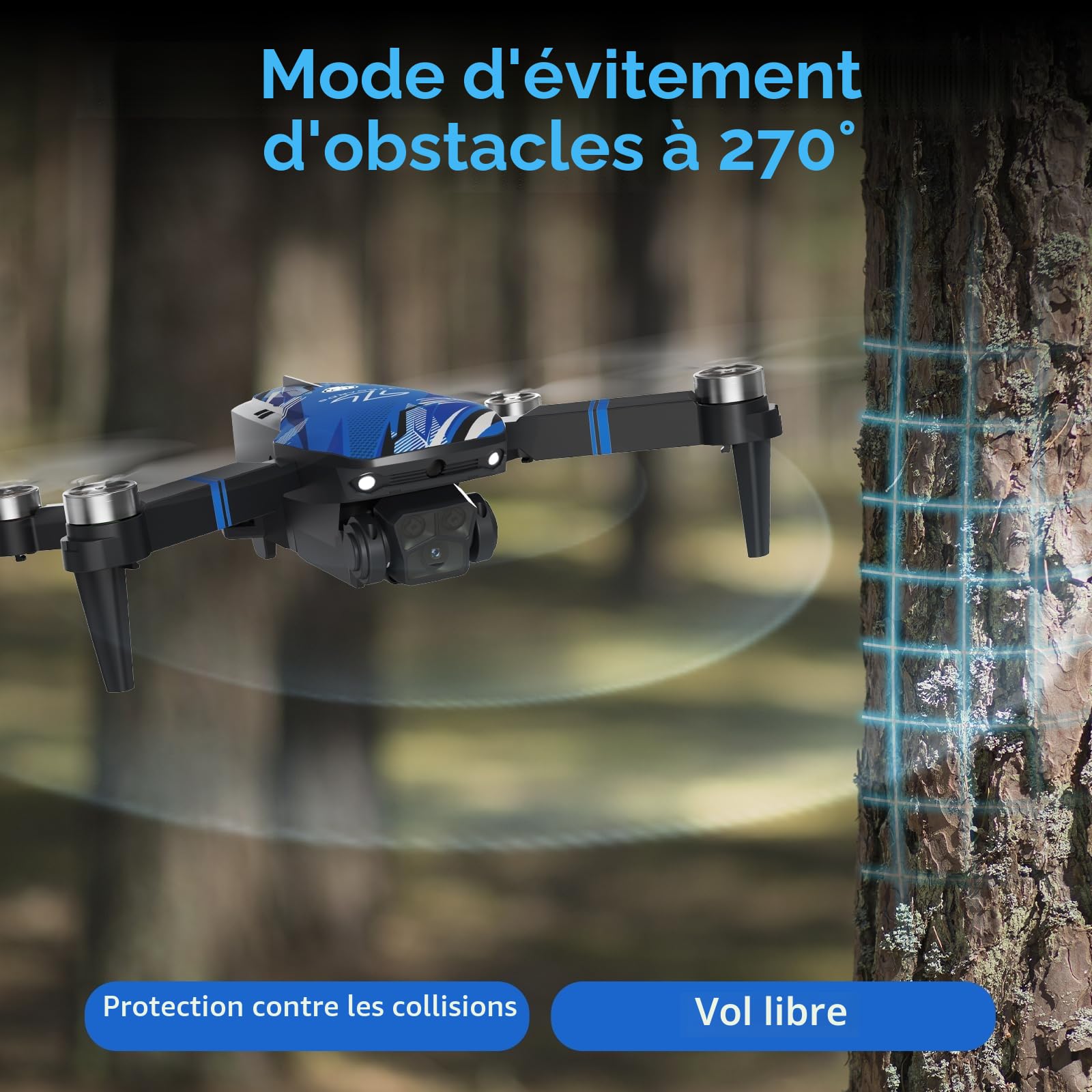 TTROARDS TT19LCD Drone avec Caméra 4k Drones avec 2,8 Pouces Écran LCD, Moteur Sans Balais, Évitement d'obstacles à 270°, Positionnement Optique par Flux RC Quadcopter pour Adultes Débutants