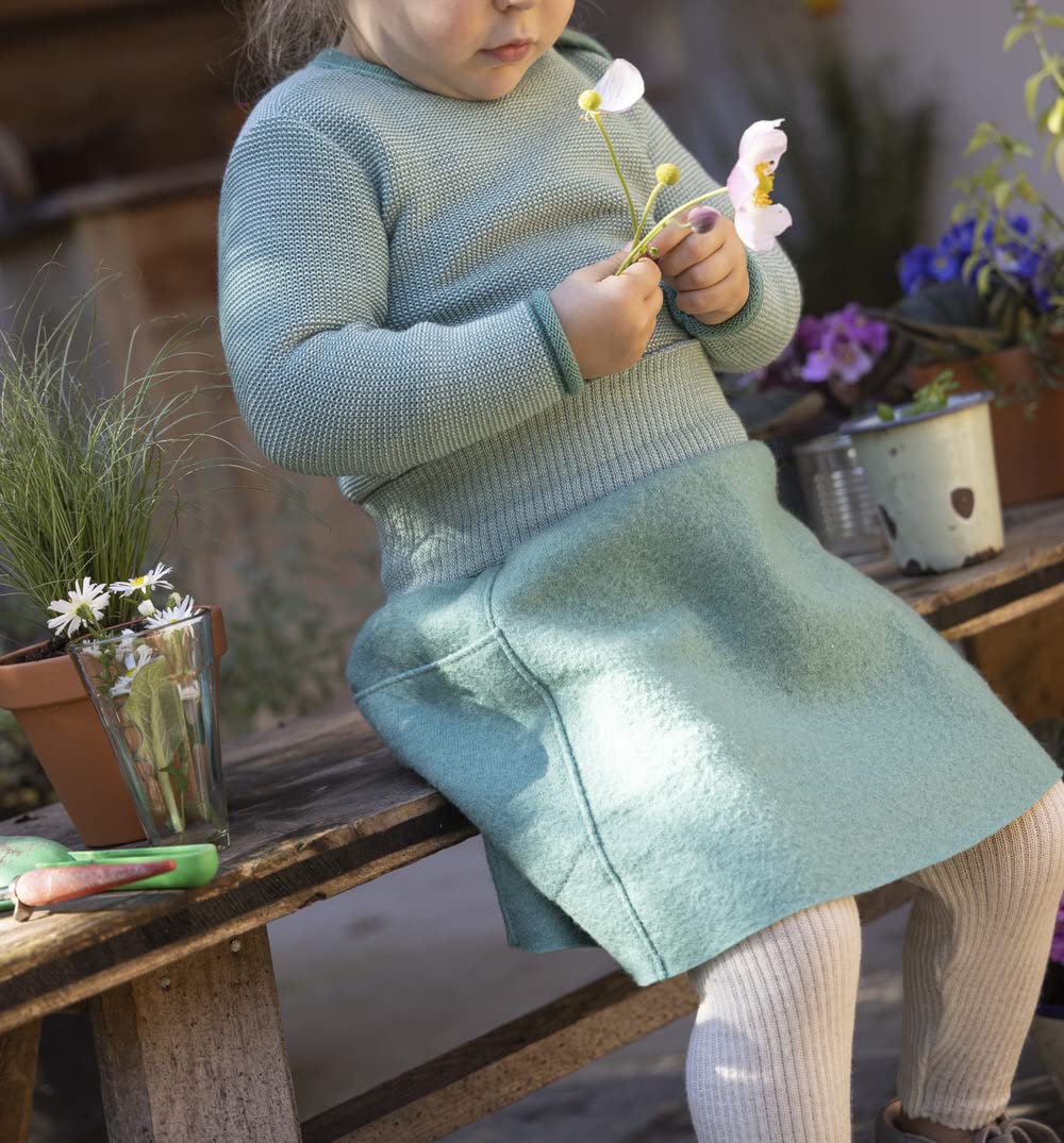 Disana Walk-Rock, Leichter Rock mit elastischem Bund für das ganze Jahr | 100% Bio-Merinowolle GOTS, IVN Best | Baby Kleinkind Kind Mädchen | Made in Germany | Orange Gr. 122-128