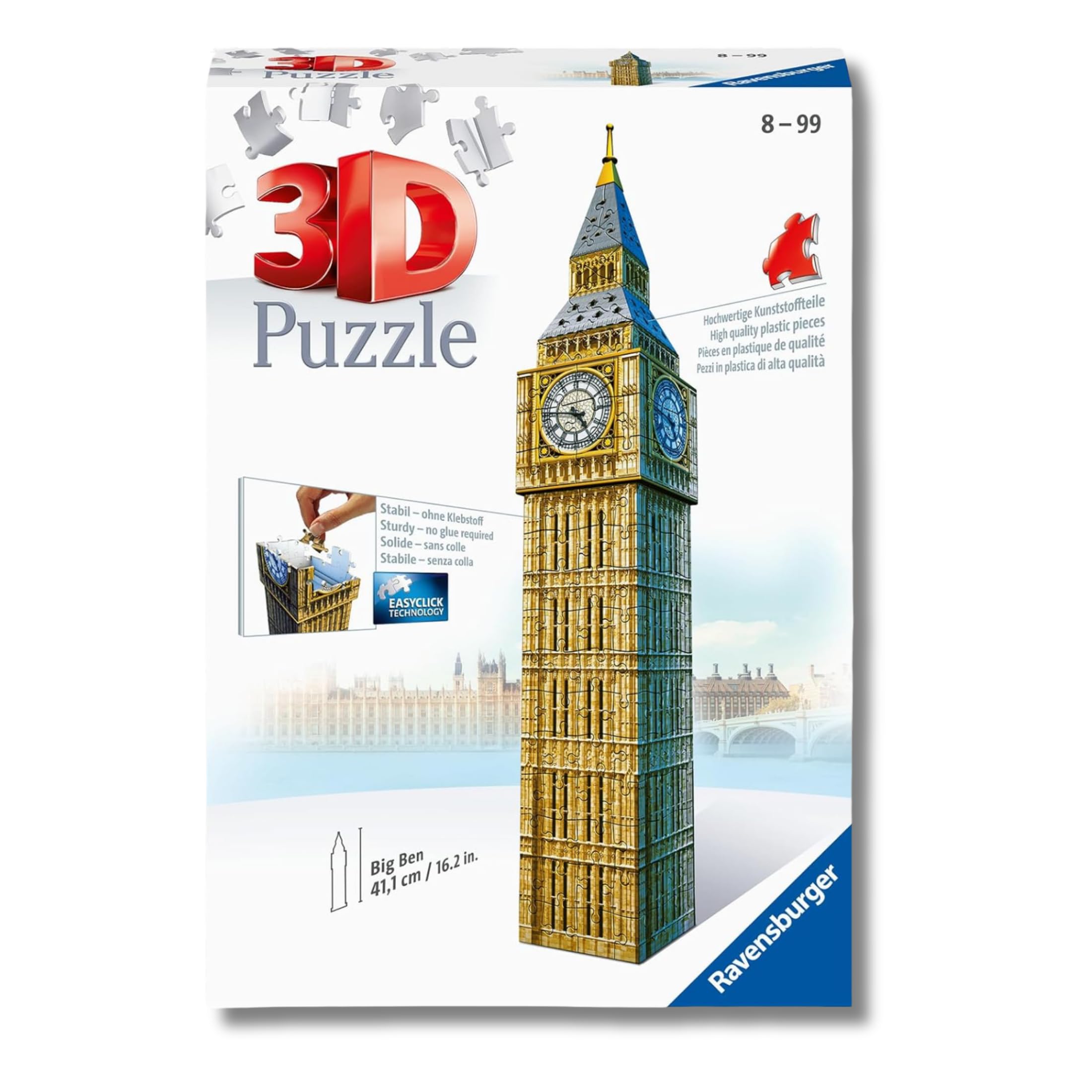 Ravensburger - Puzzle 3d Adultos Big Ben | Puzzles 3d Para Adultos Y Niños De 8 Años O Más | Maquetas Para Montar De 216 Piezas | Regalos Niños 8 Años O Más
