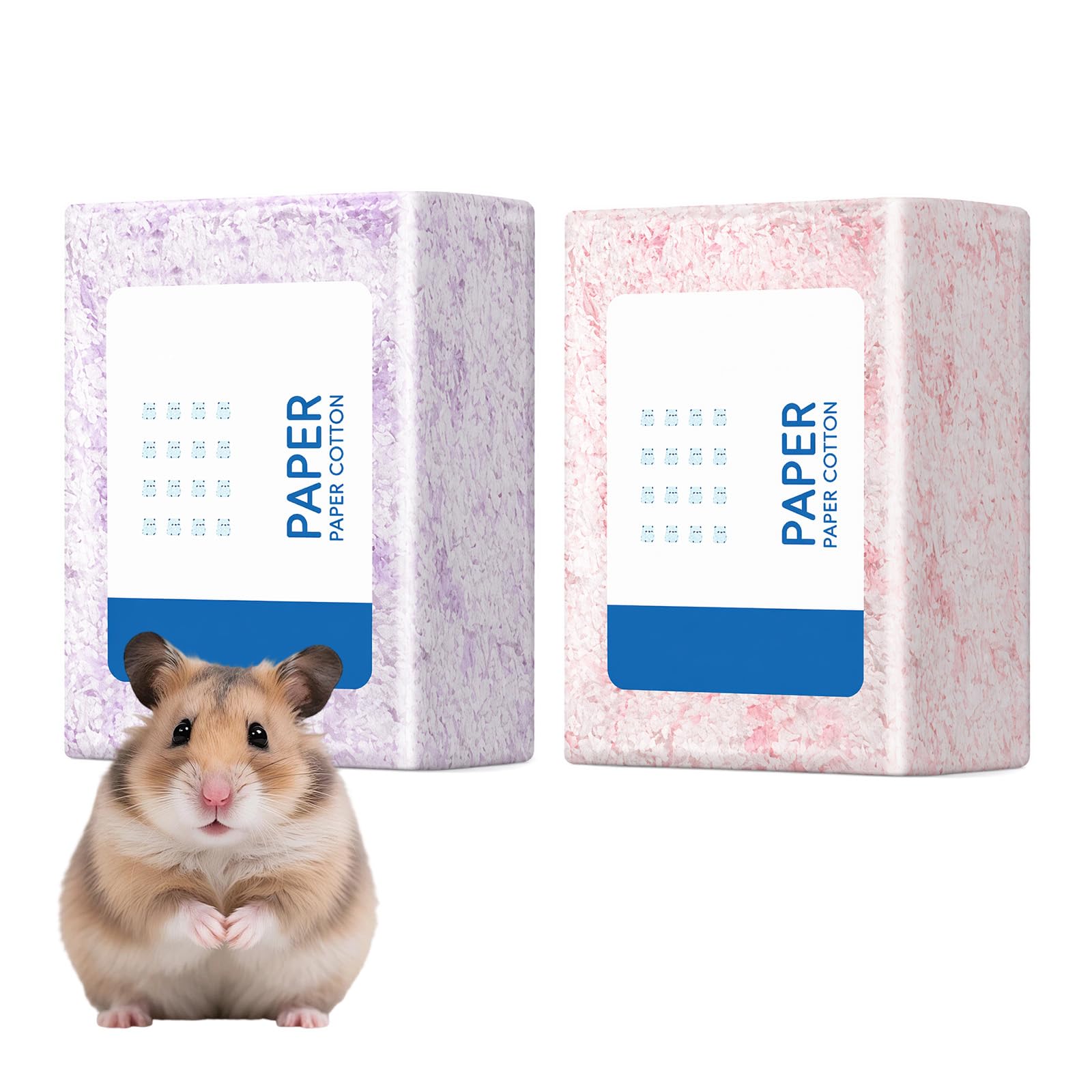 Yulondar 2Pcs Hamster Bedding, 40L Soft Paper Bedding for Guinea Pig Rabbit – Natural Hamsters Sawdust, Rat Hemp, Gerbil Stuff Enrichment