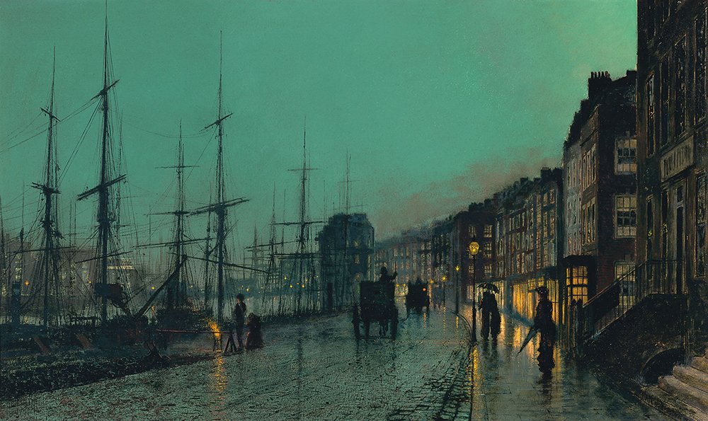 Shipping on The Clyde de John Atkinson Grimshaw - Tableau archival matte grand format cadre marron