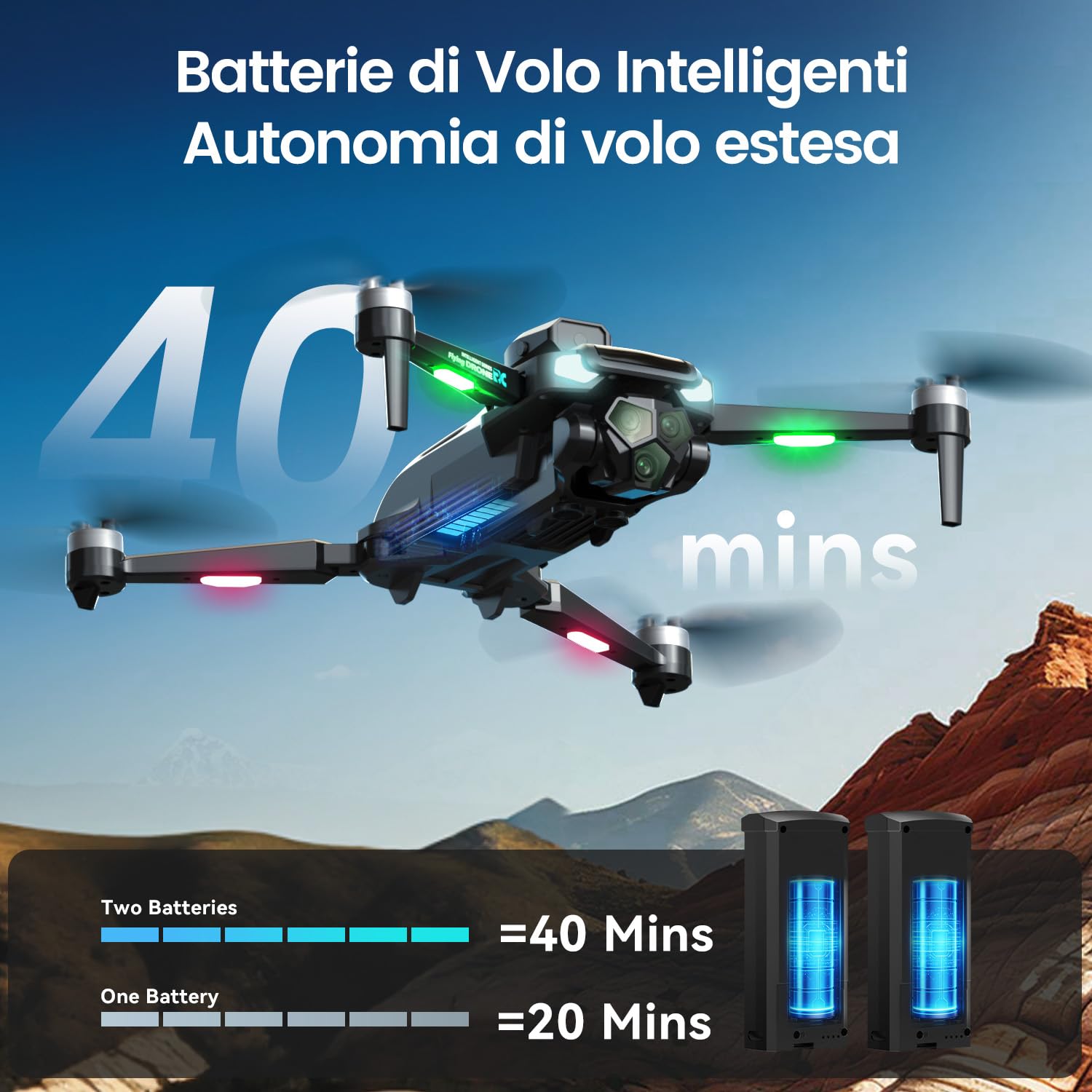 M66 Drone Con Telecomando HD Pieghevole Da 4,3″, Fotocamera 1080P, Evitamento Ostacoli, Flusso Ottico, Motore Brushless, Fino A 40 Min Di Volo, Facile Da Pilotare Per Principianti