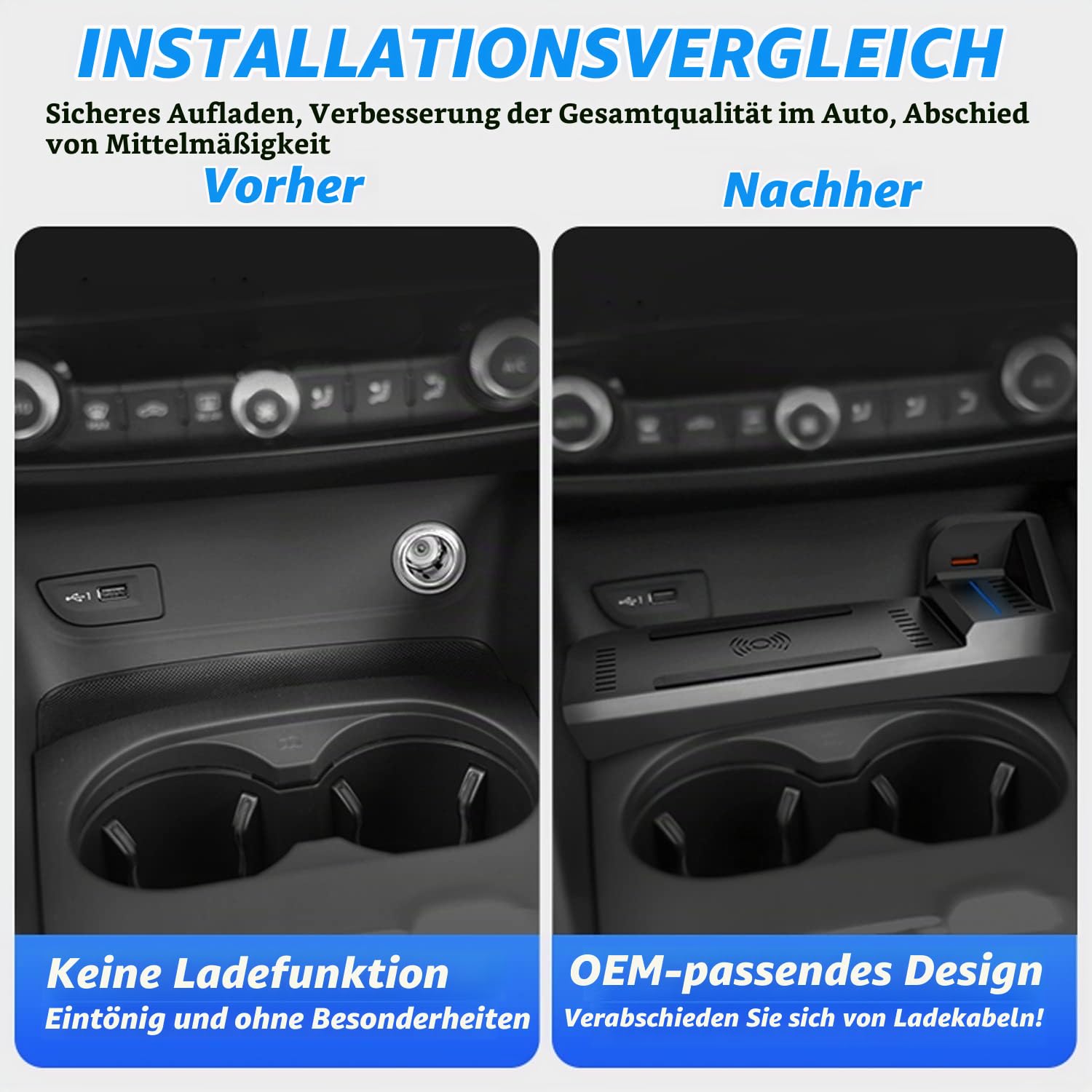 Kabelloses Ladegerät für Audi A3 S3 RS3 2014 2015 2016 2017 2018 2019 2020