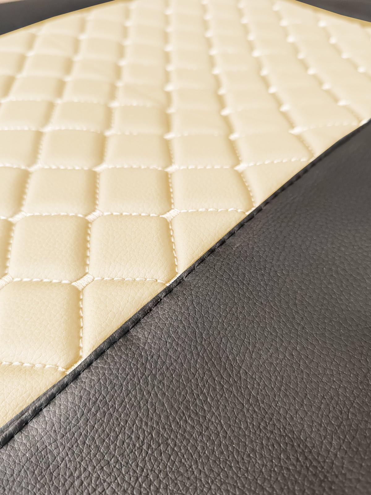 Générique 2 x Housse de Siège en Similicuir Beige - Noir Couvre-Siège 1+1 Cuir PU Rembourré Premium Luxe pour Camion Poids Lourd Compatible avec Man TGX 2015-2020