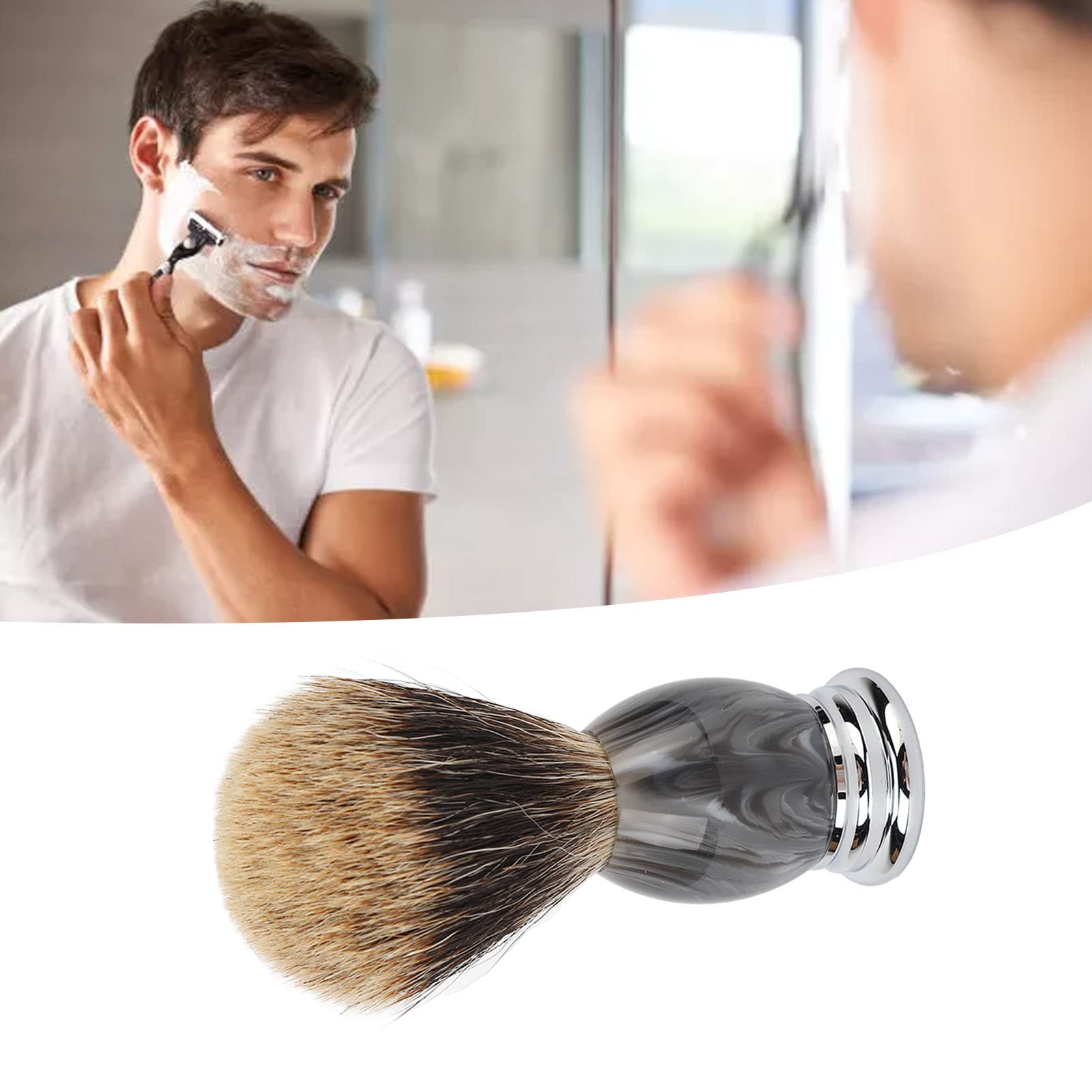 Pennello barba sintetico per uomo Strumento per la cura della barba con manico in lega di alluminio premium per uso domestico in salone viaggio