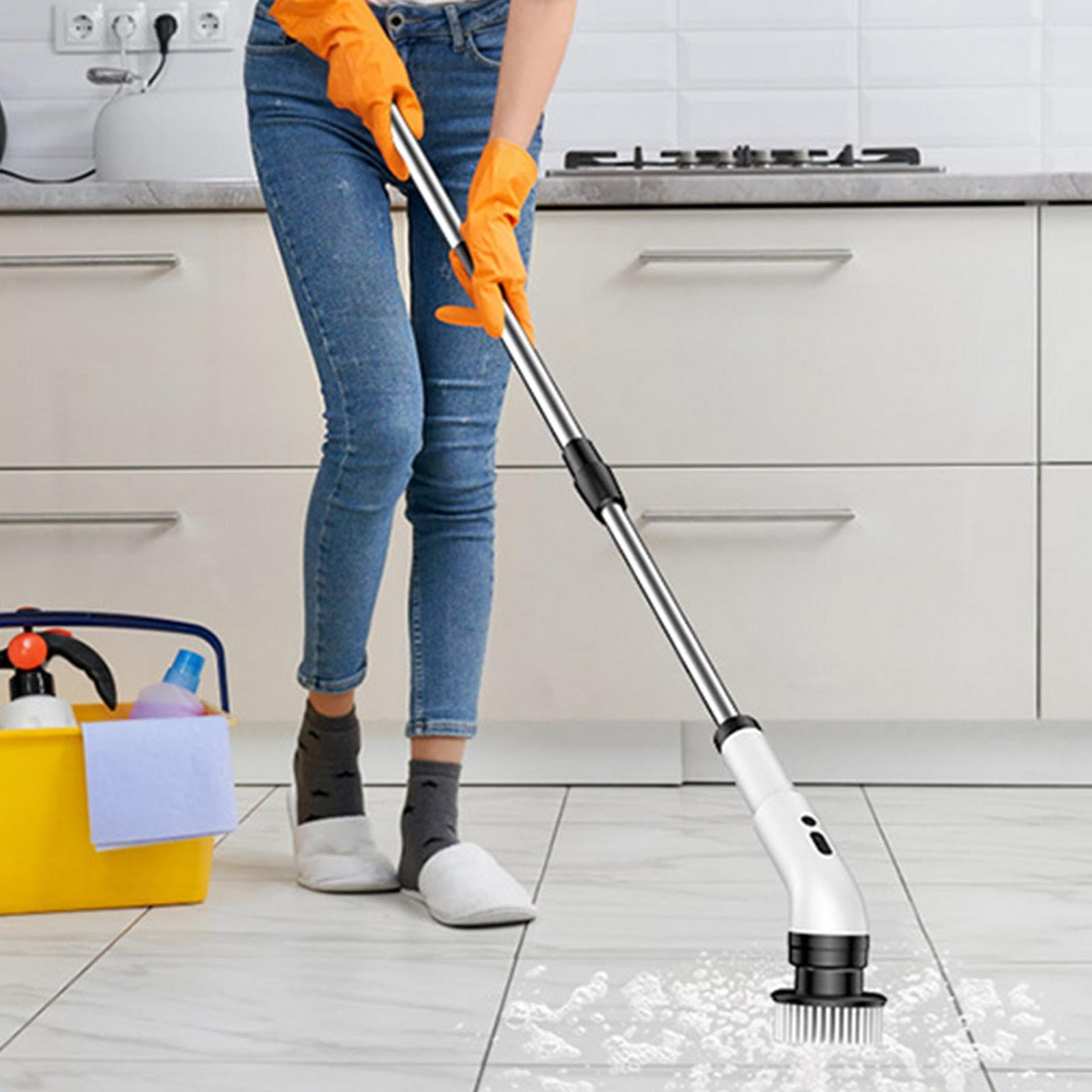 Cepillo eléctrico para limpieza de azulejos de bañera, cepillo eléctrico | giratorio con cabezales de limpieza reemplazables, cepillo eléctrico 10 en 1 para azulejos de bañera,