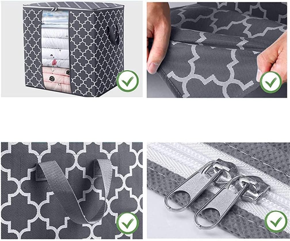 3 Pieces Storage Bags, Large Capacity, Foldable Clothes Closet Organizer Containers with Clear Window, Under-Bed Storage Bins for Clothing Blanket Pillows