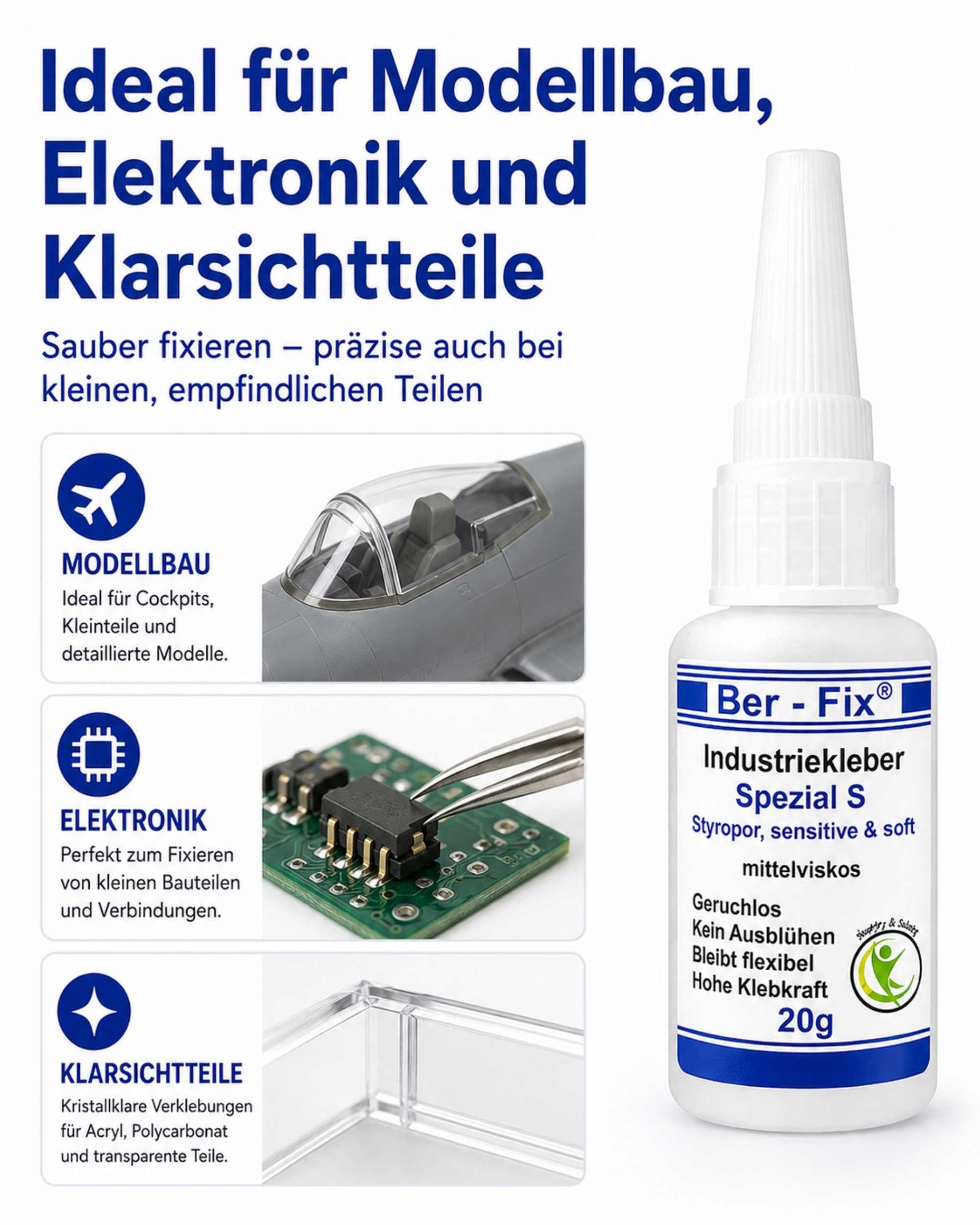 Ber-Fix Spezial S PMMA Acryl 50g + Leerflasche + Feindüsen