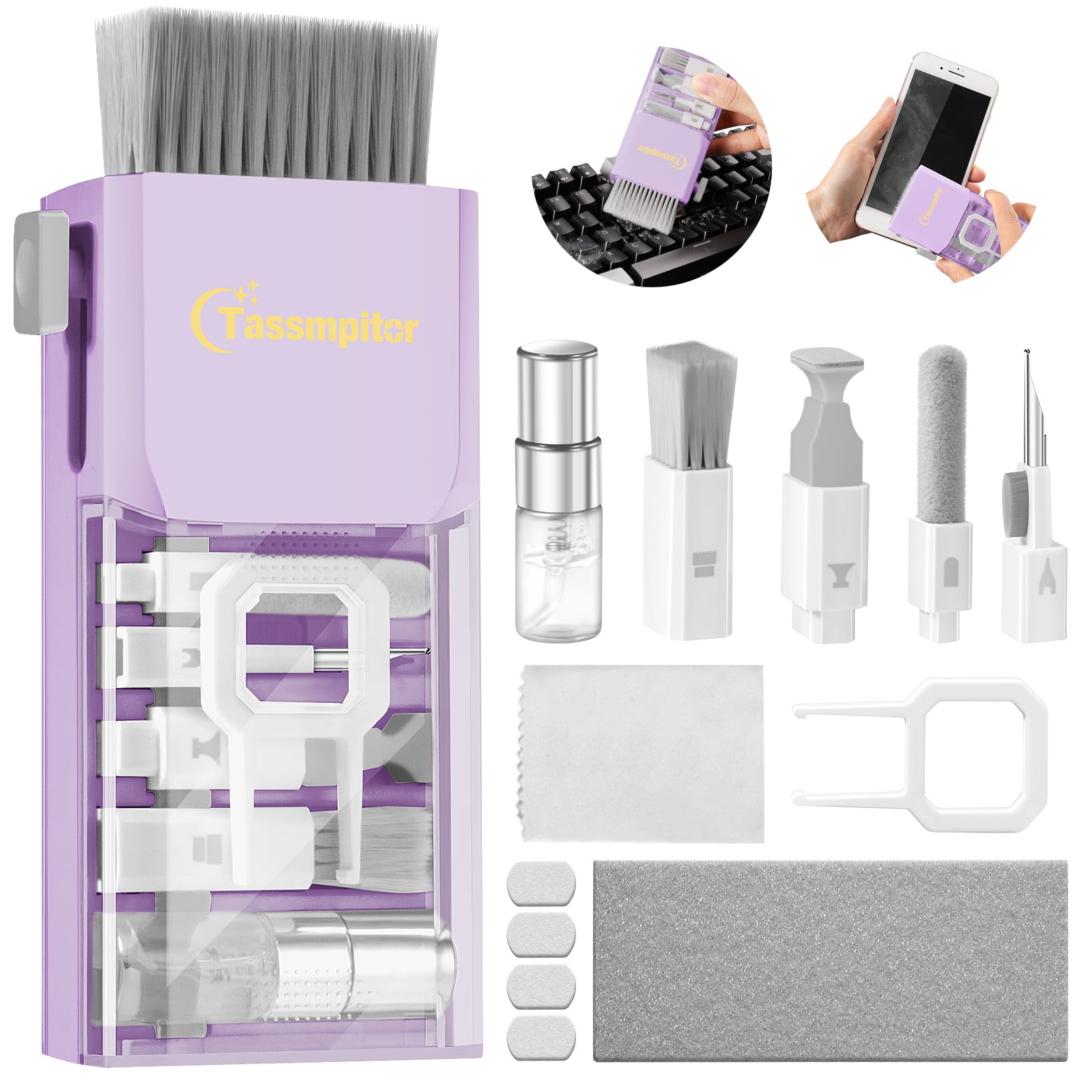 Tassmpitor Laptop Screen Keyboard Cleaner Kit - 10-in-1 Electronics Cleaning Tool for MacBook iPad iPhone Pro Cell Phone, Brush Tool for Tablet, Computer, PC Monitor,TV Camera Lens with Patent