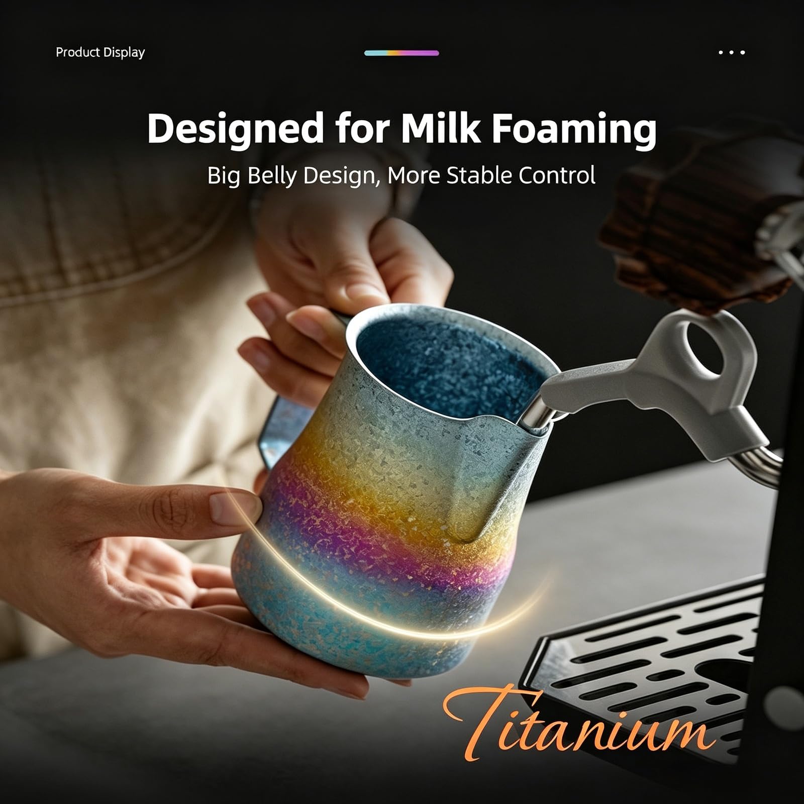 Jarra metálica para espumar leche y crear latte art