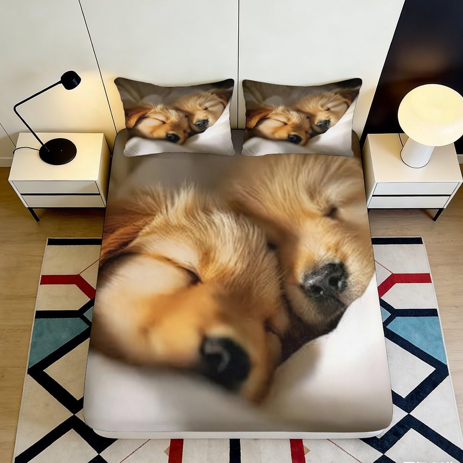 Pnayamiorkfel Style-2 3D Printed Sleeping Puppy Fitted Sheet Microfiber Soft Anti-Slip Bed Cover For Bedroom Dorm Cute Dog Pattern Decor 90X200x25cm