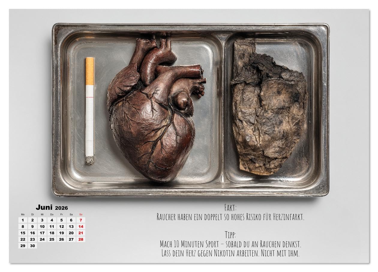 Nichtraucher Kalender - Rauchfrei werden mit Fakten und Tipps für Raucher (hochwertiger Premium Wandkalender 2026 DIN A2 quer), Kunstdruck in ... endlich Rauchfrei. (CALVENDO Gesundheit)