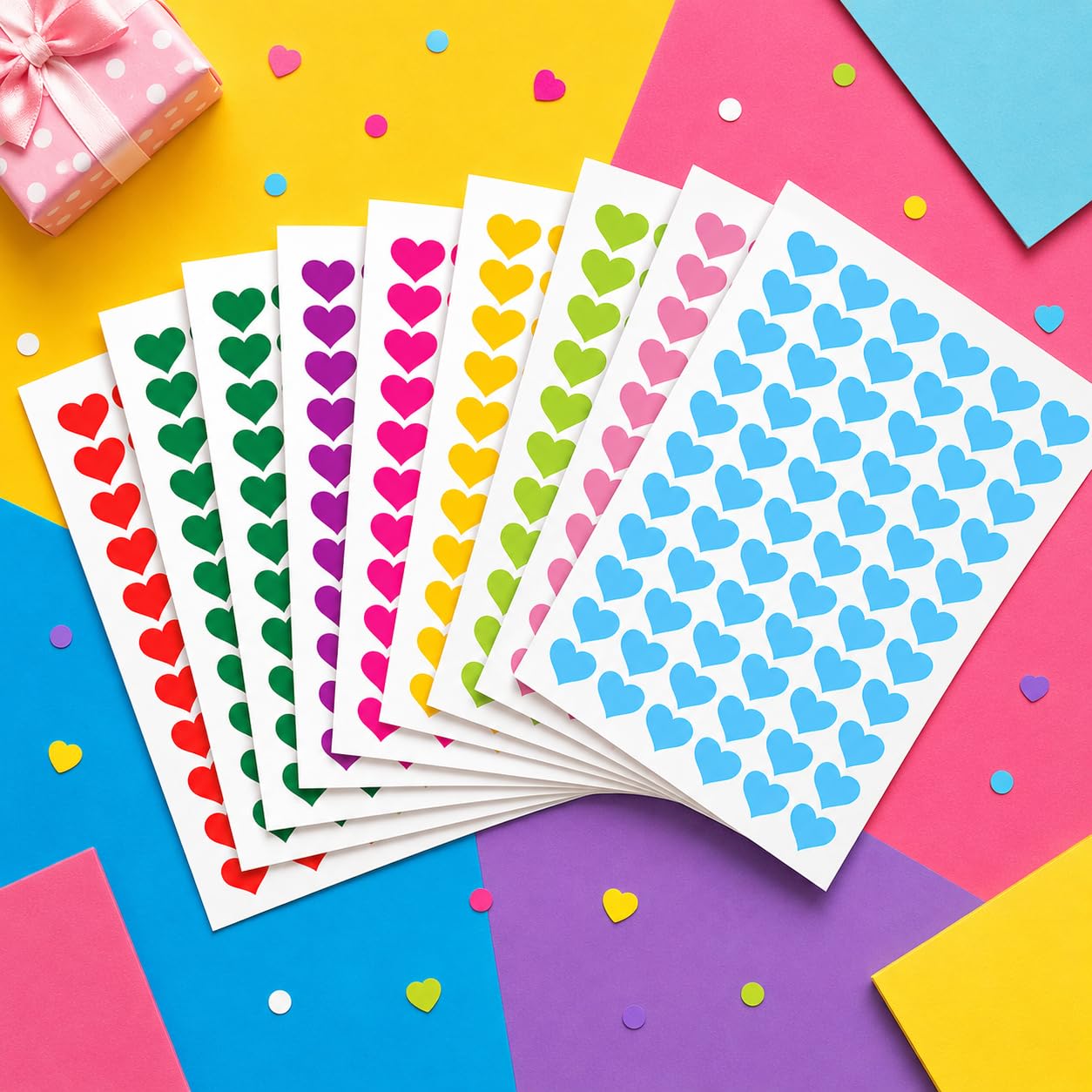 Heart Stickers Valentine's Day Heart Scrapbook Stickers Love Shape Heart Self-Adhesive Stickers for DIY Valentine's Day 8 Colors Multi Colour (8 Sheet Size 4.5 in x 6 in)-image-40