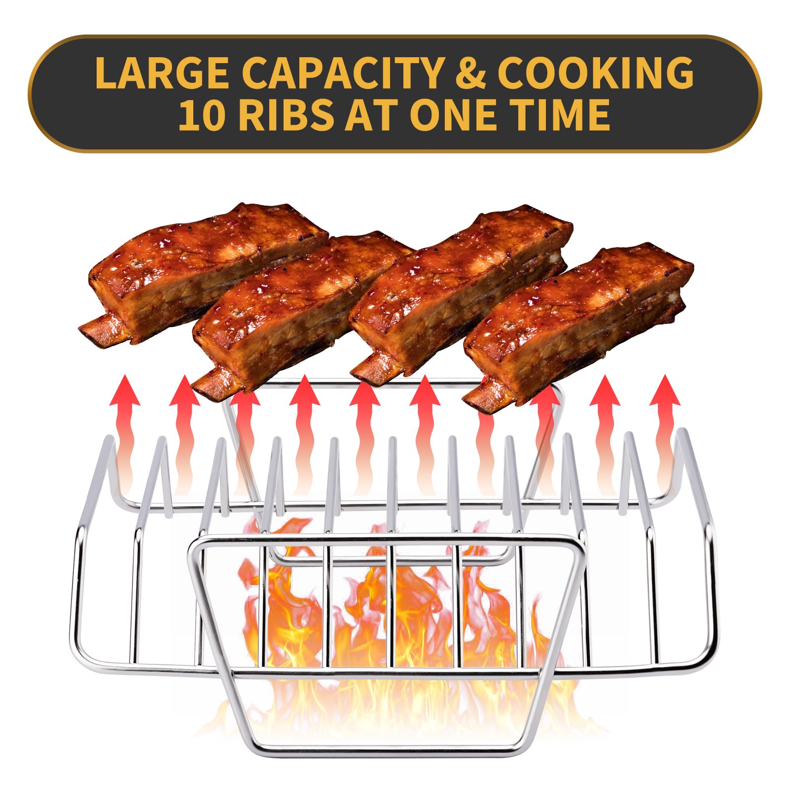 Griglia multiuso in acciaio inox, griglia a V per arrostire pollo, antiaderente per barbecue, per affumicare, all'aperto e cucinare, grande uovo verde (argento)
