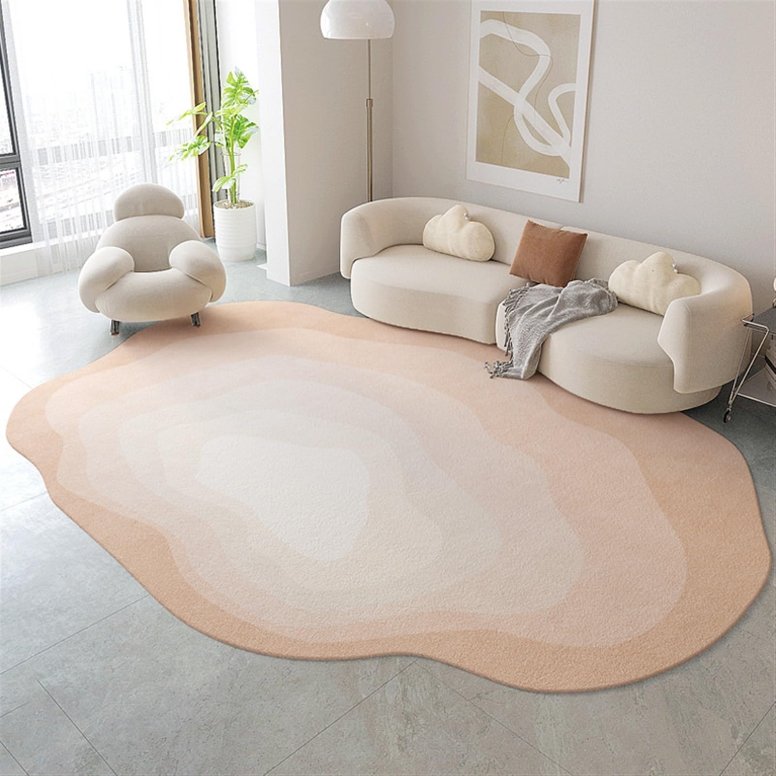 Tapis moderne abstrait ovale pour chambre à coucher au design élégant et unique