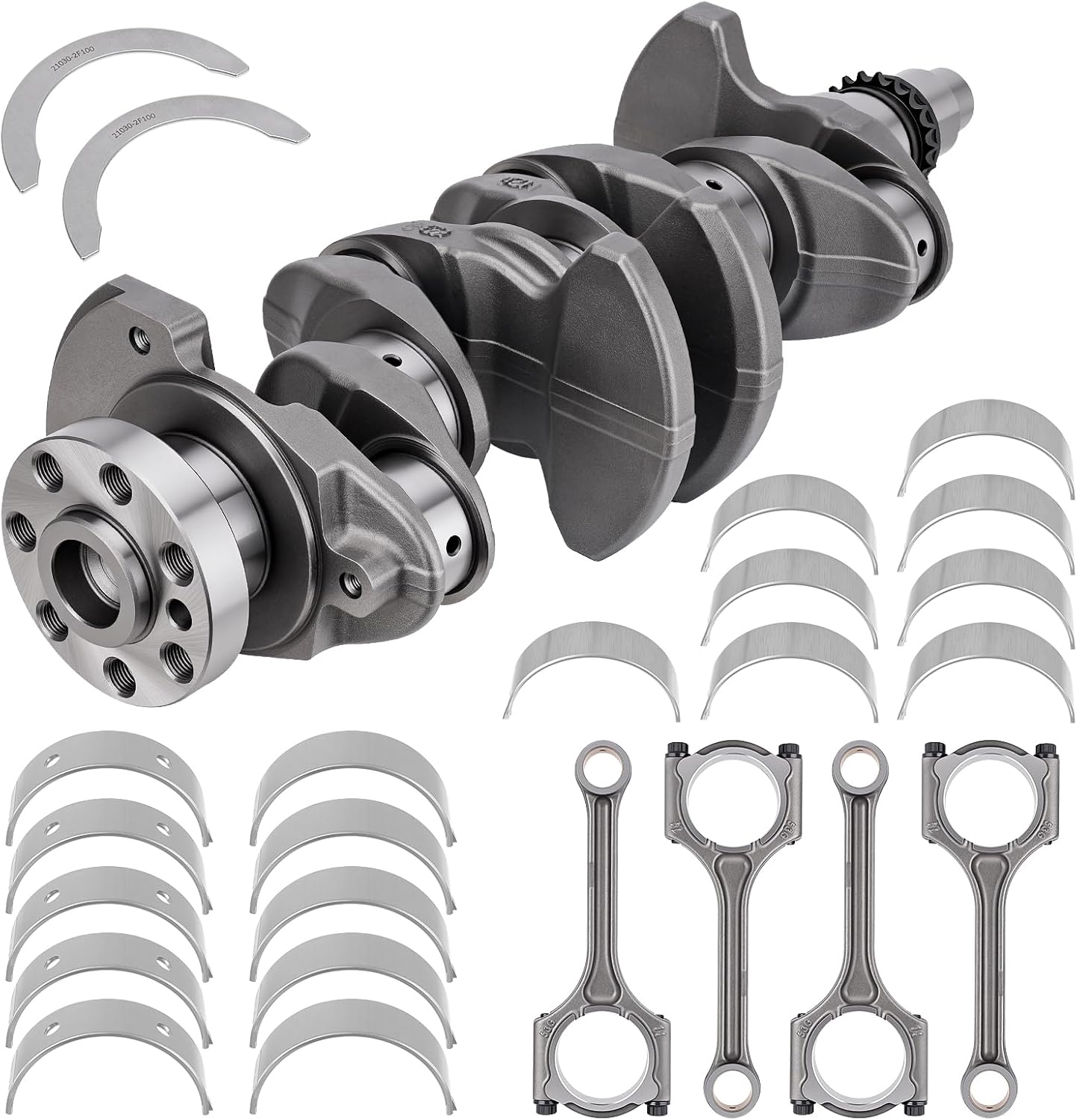 623V6-2EH00 G4NA 2.0L Engine Crankshaft with Connecting Rods & Bearings Compatible with 2014-2021 Kia Soul Optima Forte Forte5 Hyundai Sonata Tucson Elantra Replace# 23110-2E200 23500-2E400