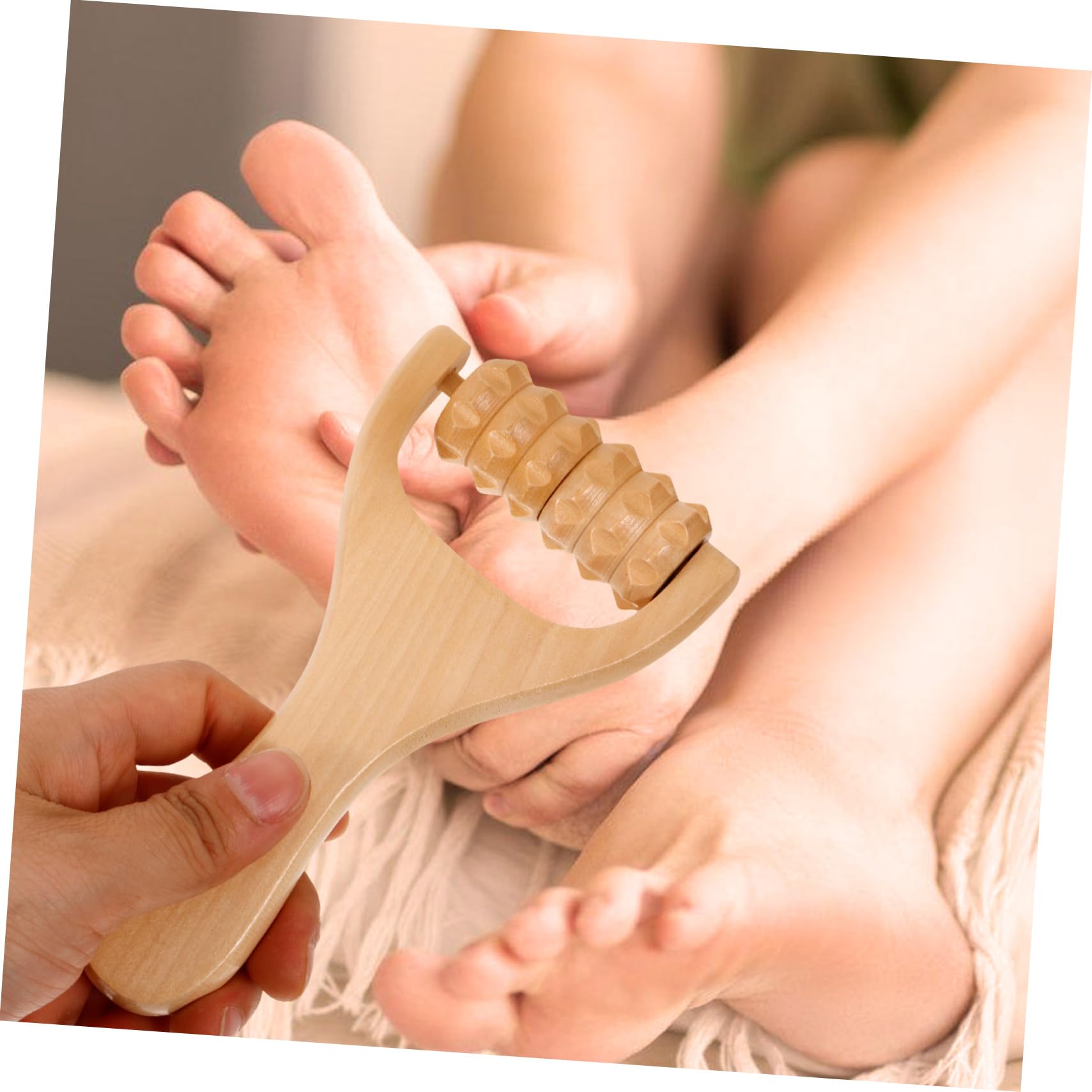Rodillo de Masaje de Madera 1 Set para Pies y Espalda | Automasaje Manual, Uso en Casa y Viaje, Acabado sin Rebabas, Pensado para Mujeres