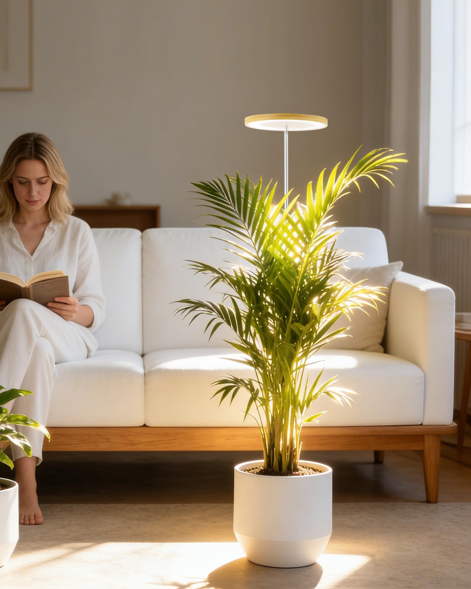 Yadoker Luz LED de crecimiento, espectro completo para plantas de interior, altura ajustable, temporizador automático, bajo voltaje seguro, ideal para plantas grandes
