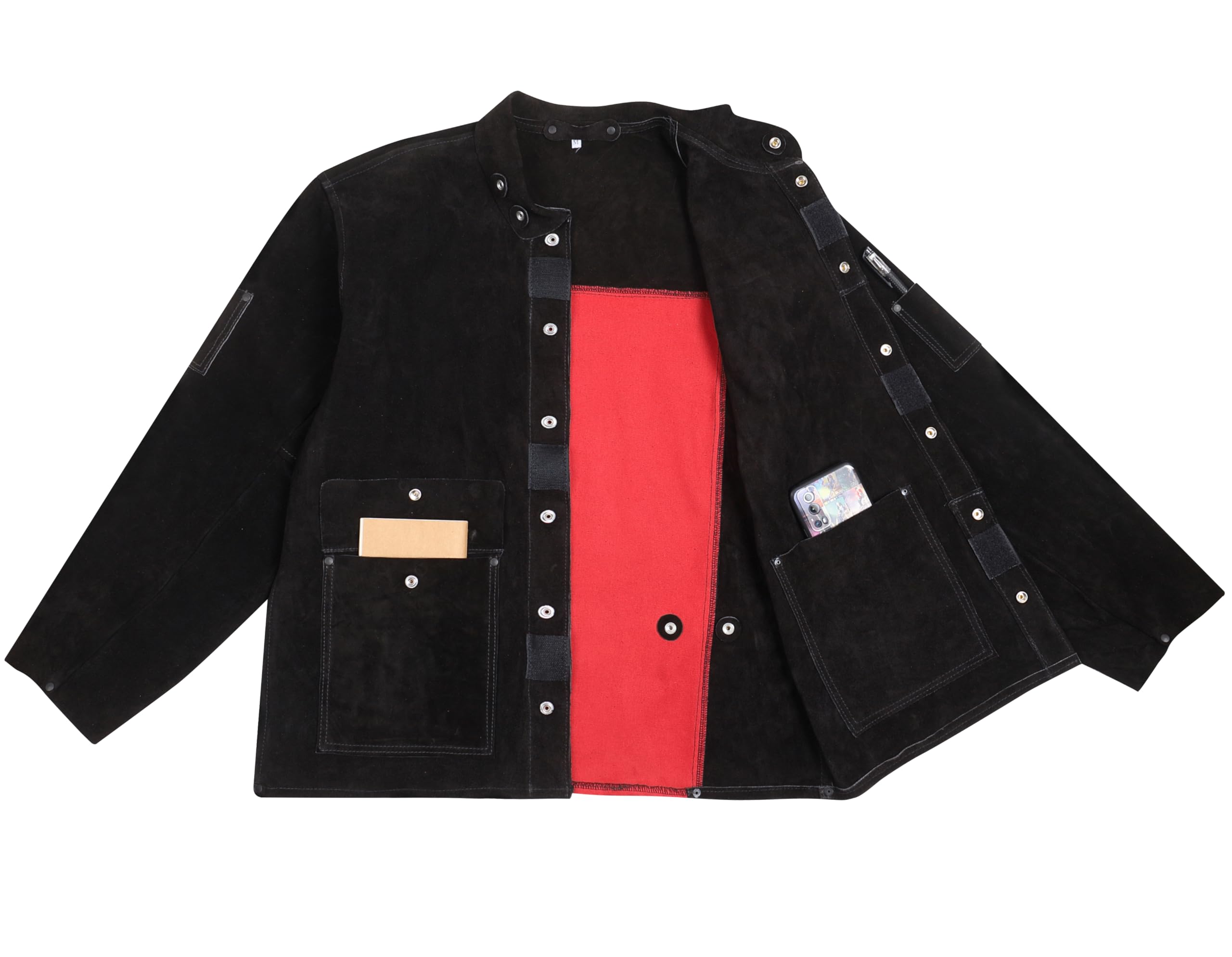 Veste de soudage en cuir noir, manteau de protection pour soudeur, veste de sécurité de travail FR, résistante à la chaleur et aux flammes