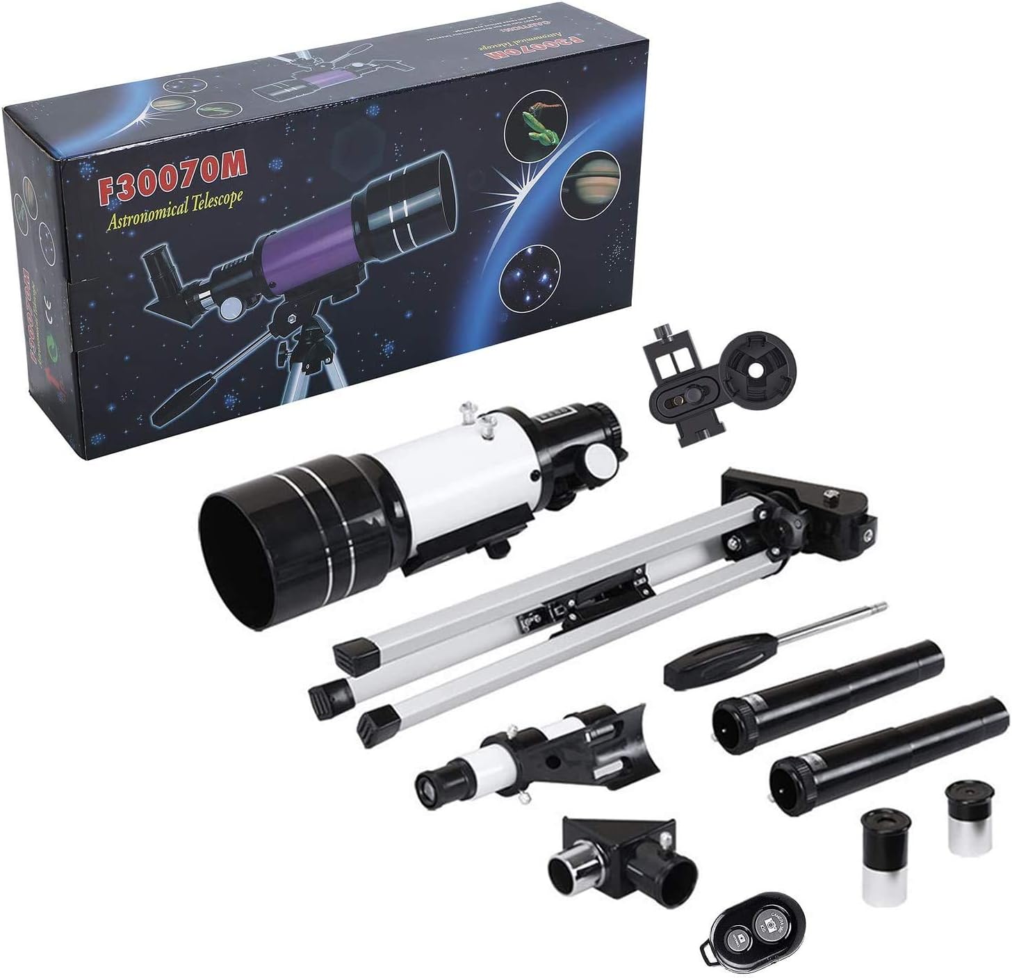 Astronomy Telescope for s Adults Beginners,70mm Aperture Astronomical Telescope Refractor Tripod Finder for Camping and Stargazing to Observe Moon and Planet in The Wild,