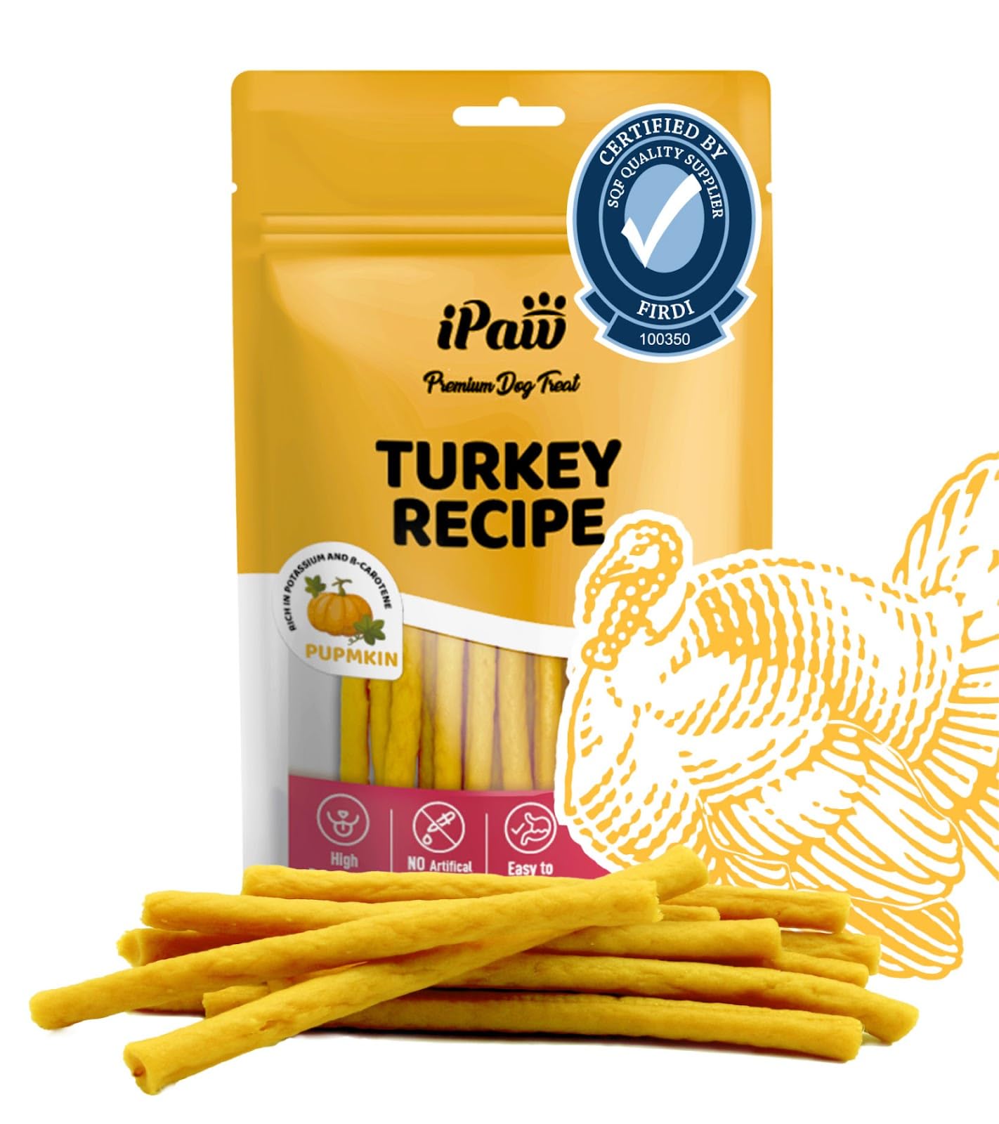 iPaw Turkey Dog Treats, SQF-Certified Production Process Dog Chew