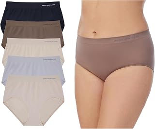 Jones New York Underwear for Women Modern Brief Full Coverage Seamless Stretch Comfort Panties - 5 Pack Multipack